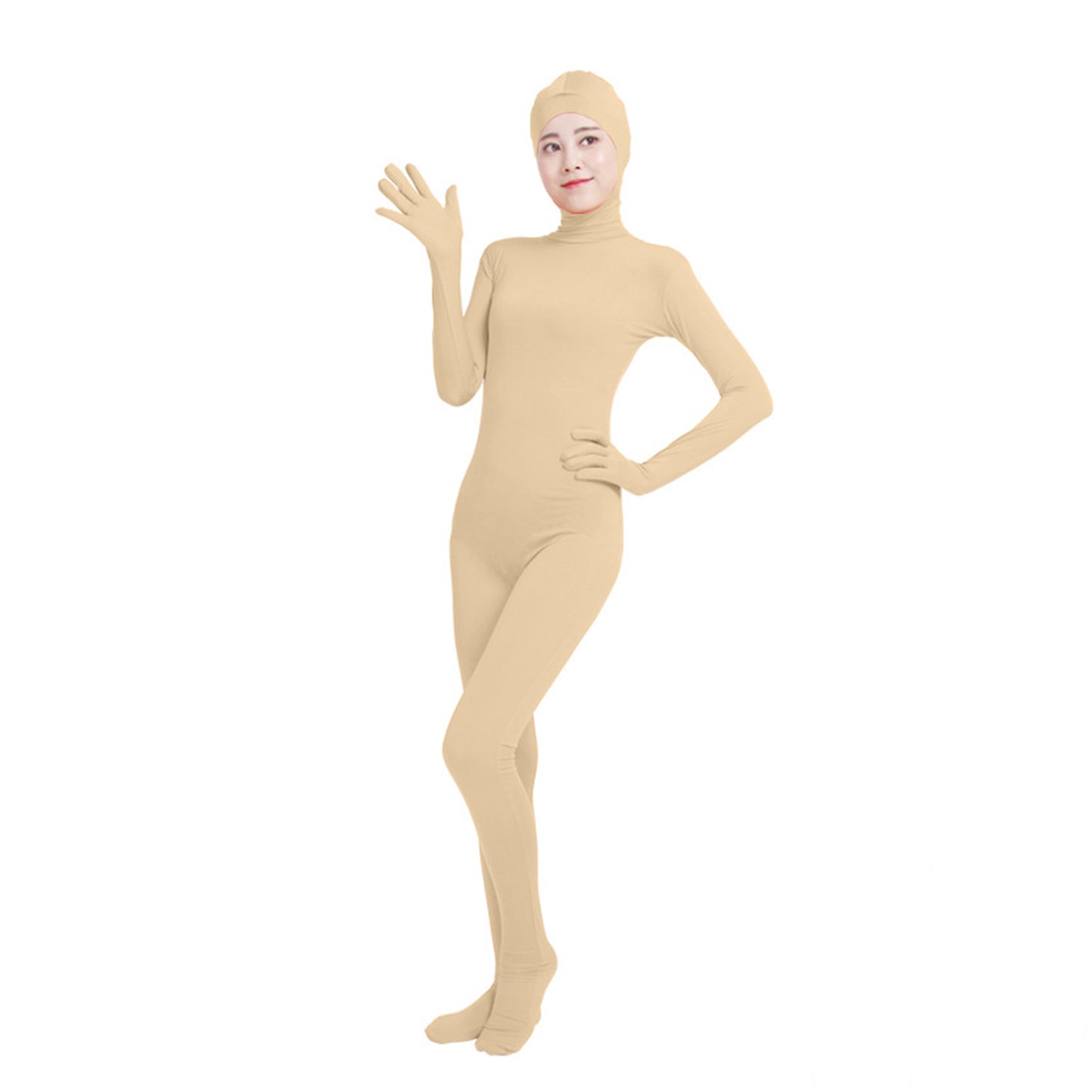 Solid Color Open Face Hood Lycra Gloved Zentai Bodysuit (Pack of 2) - Quaworth