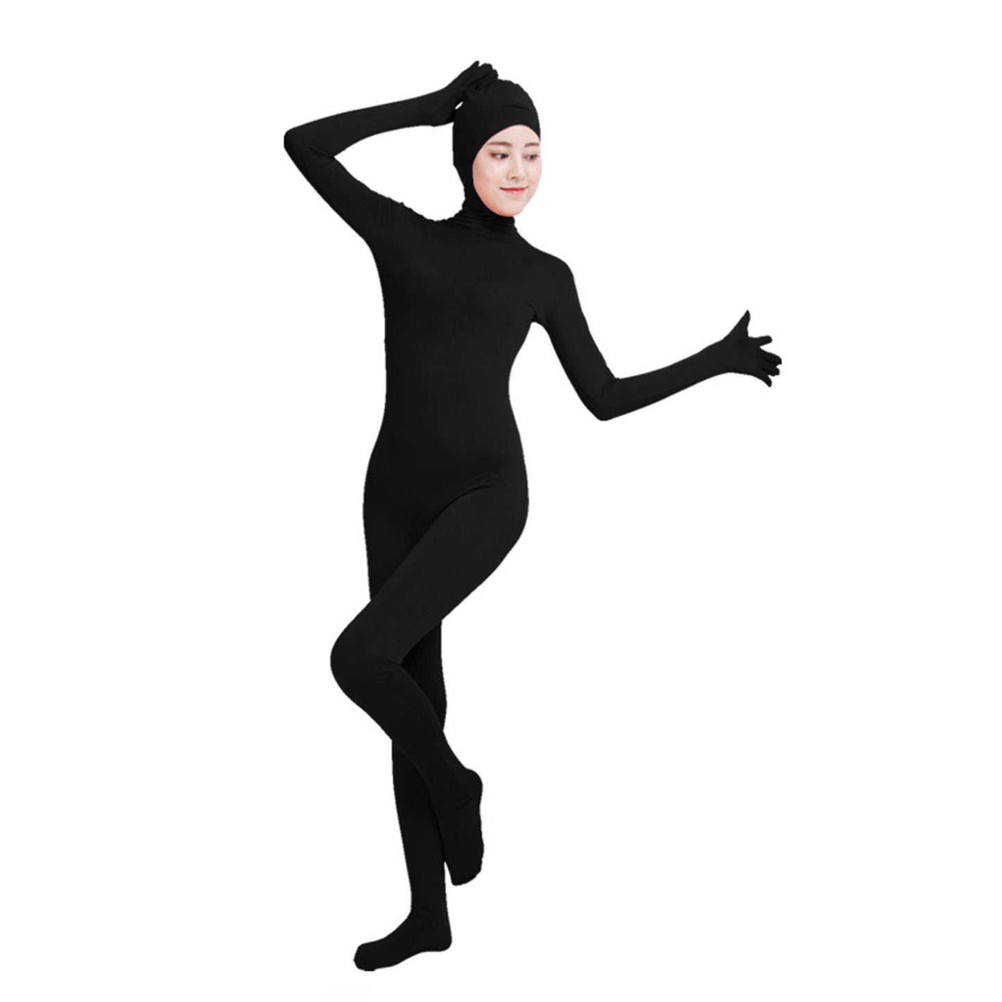 Solid Color Open Face Hood Lycra Gloved Zentai Bodysuit (Pack of 2) - Quaworth