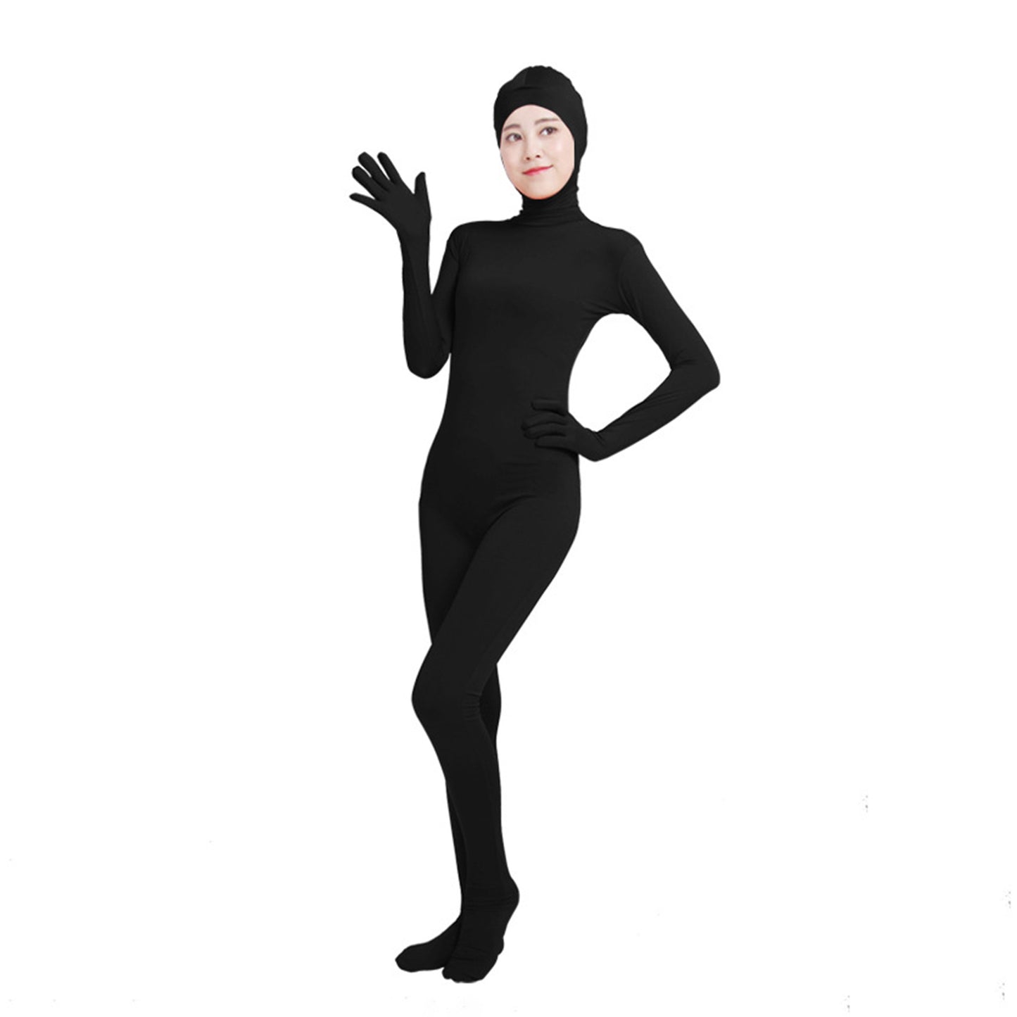 Solid Color Open Face Hood Lycra Gloved Zentai Bodysuit (Pack of 2) - Quaworth