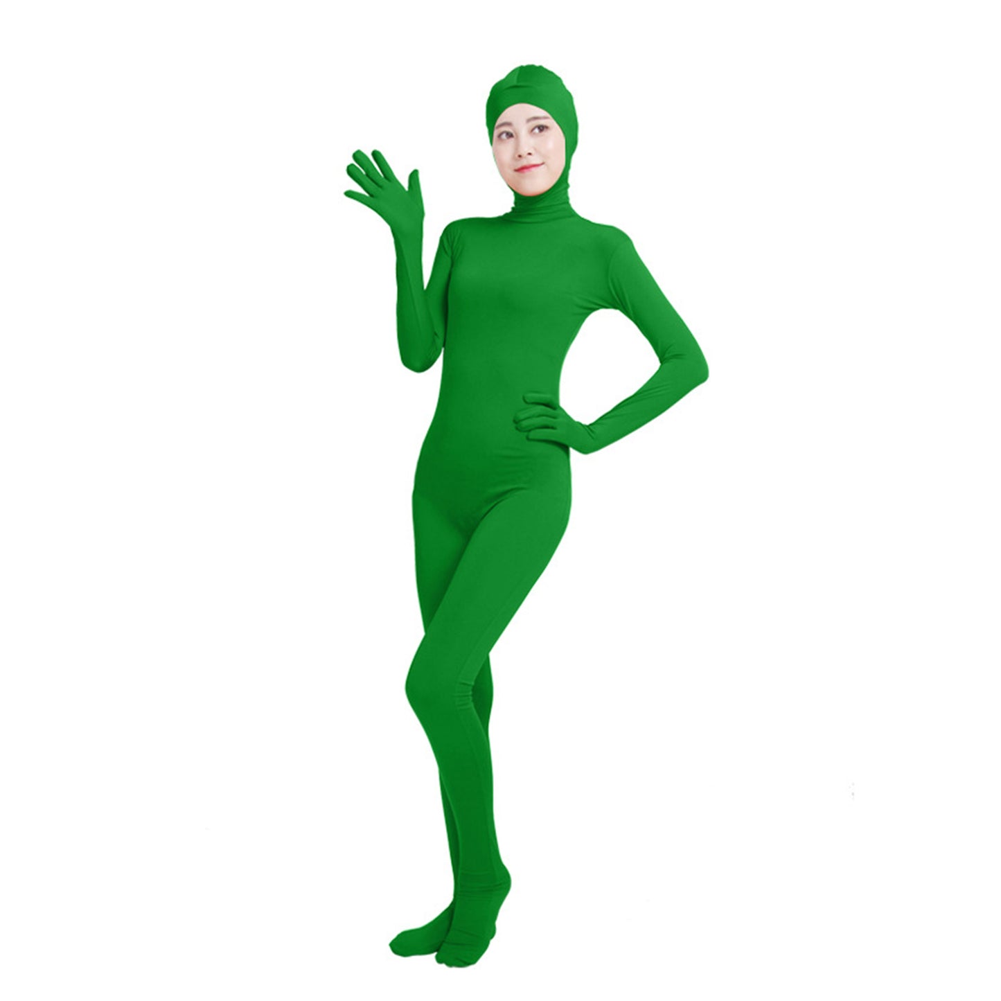 Solid Color Open Face Hood Lycra Gloved Zentai Bodysuit (Pack of 2) - Quaworth