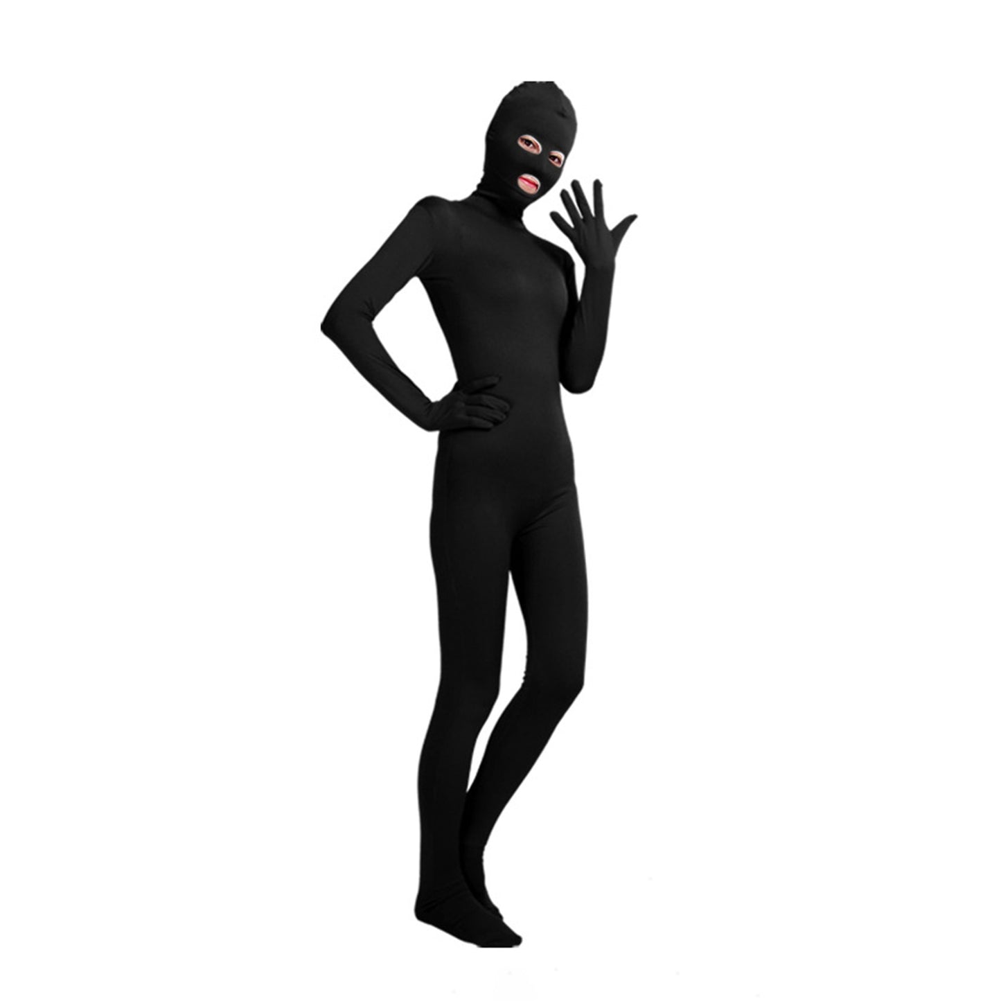Solid Color Full Cover Open Eyes Open Mouth Lycra Zentai Bodysuit (Pack of 2) - Quaworth