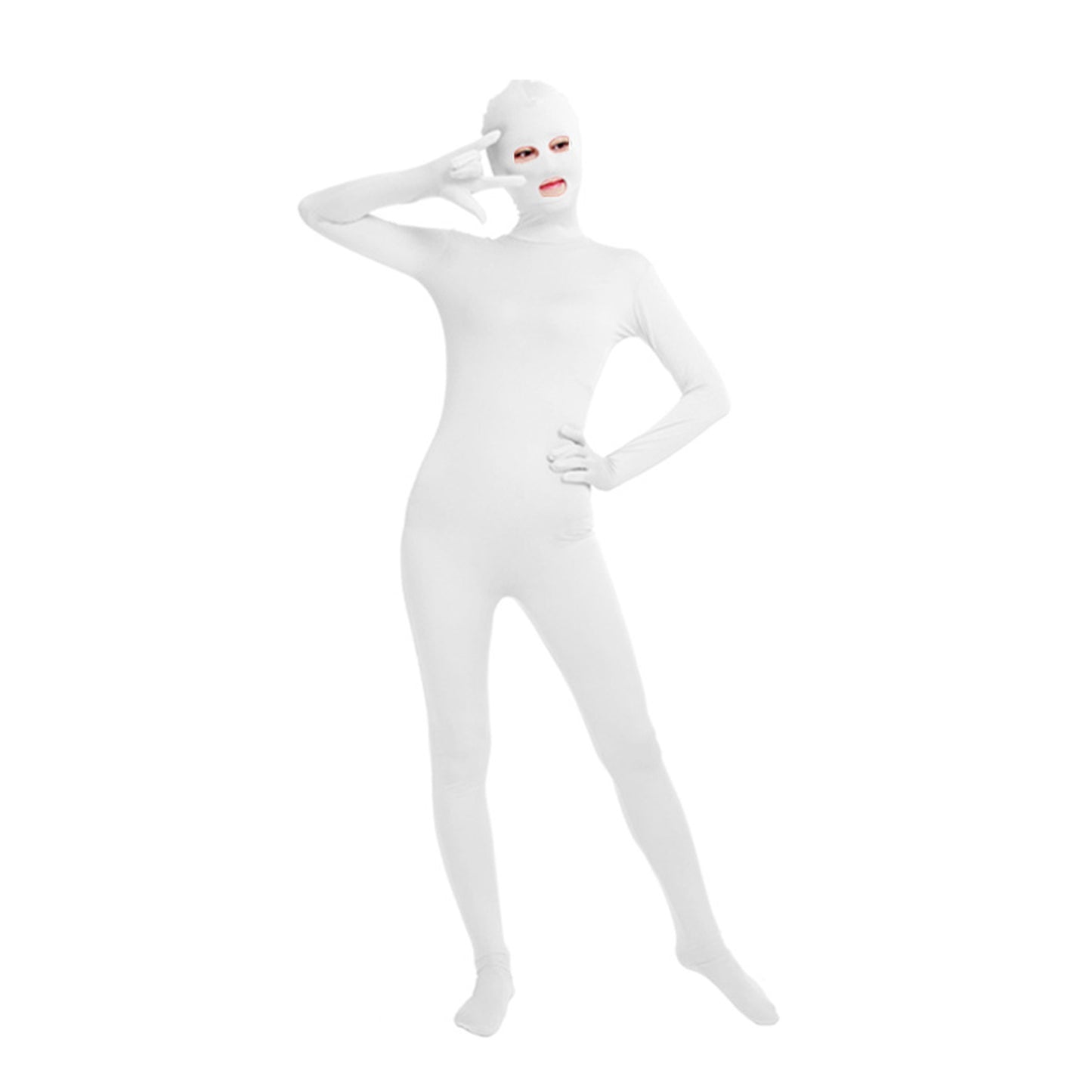 Solid Color Full Cover Open Eyes Open Mouth Lycra Zentai Bodysuit (Pack of 2) - Quaworth