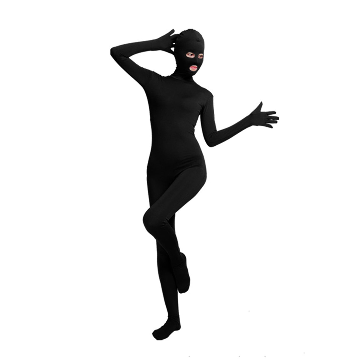 Solid Color Full Cover Open Eyes Open Mouth Lycra Zentai Bodysuit (Pack of 2) - Quaworth
