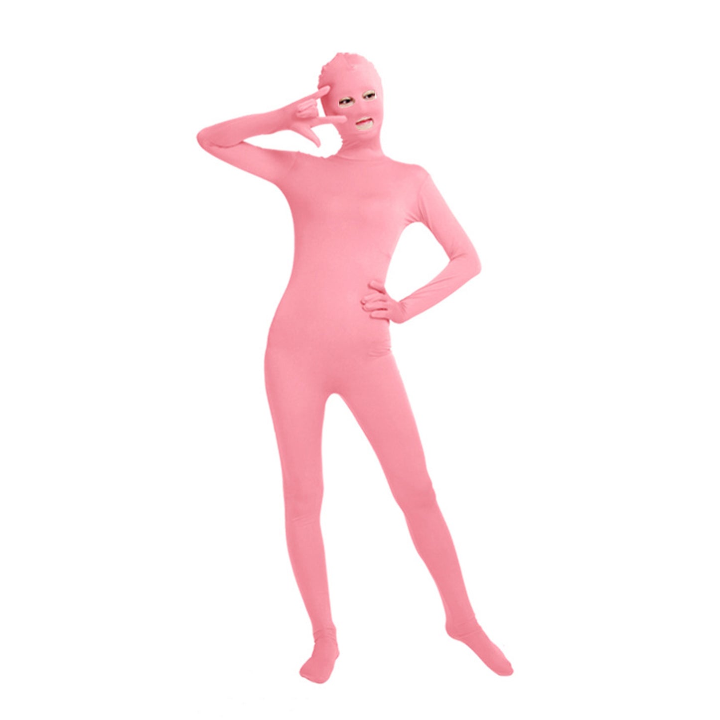 Solid Color Full Cover Open Eyes Open Mouth Lycra Zentai Bodysuit (Pack of 2) - Quaworth
