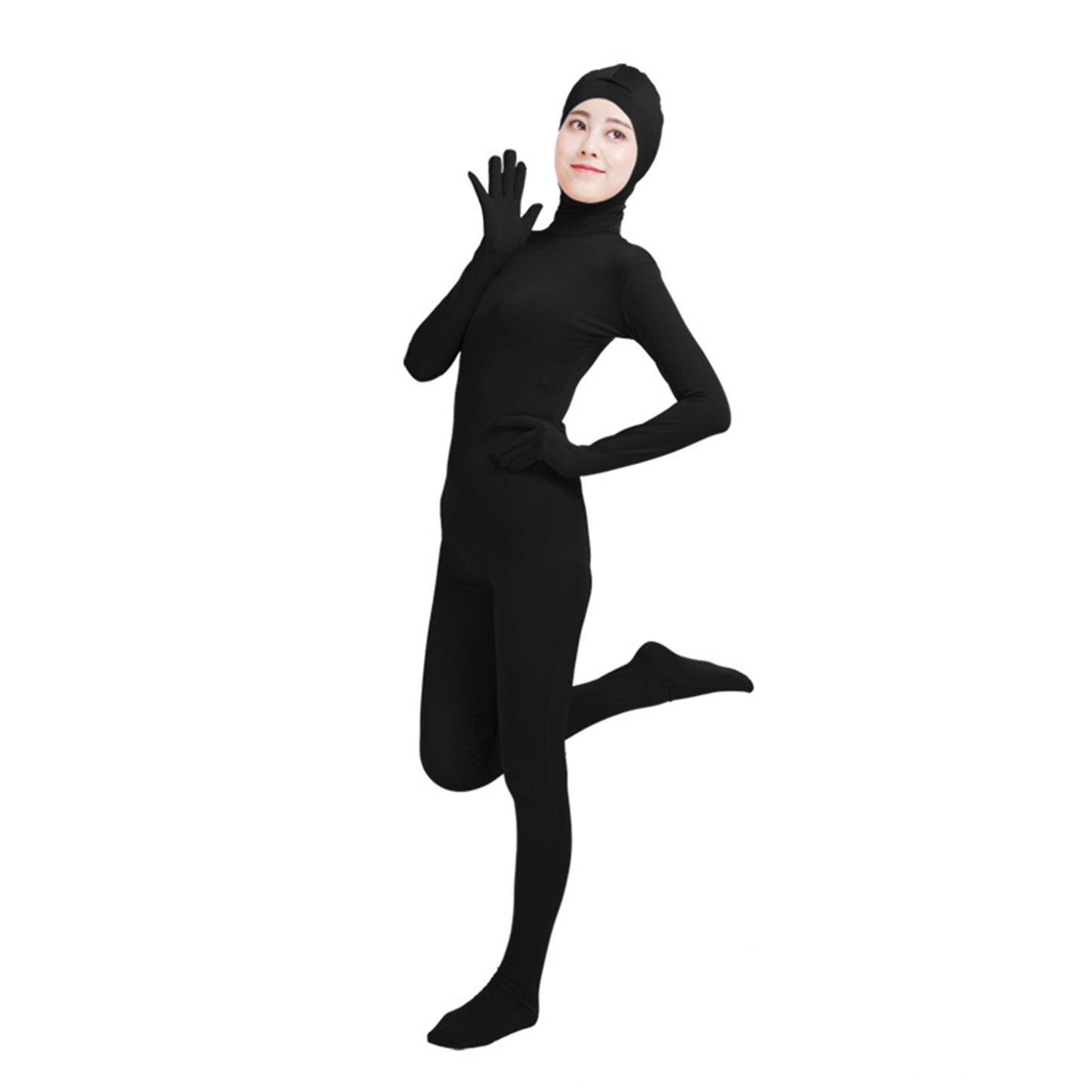 Solid Color Open Face Hood Lycra Gloved Zentai Bodysuit (Pack of 2) - Quaworth