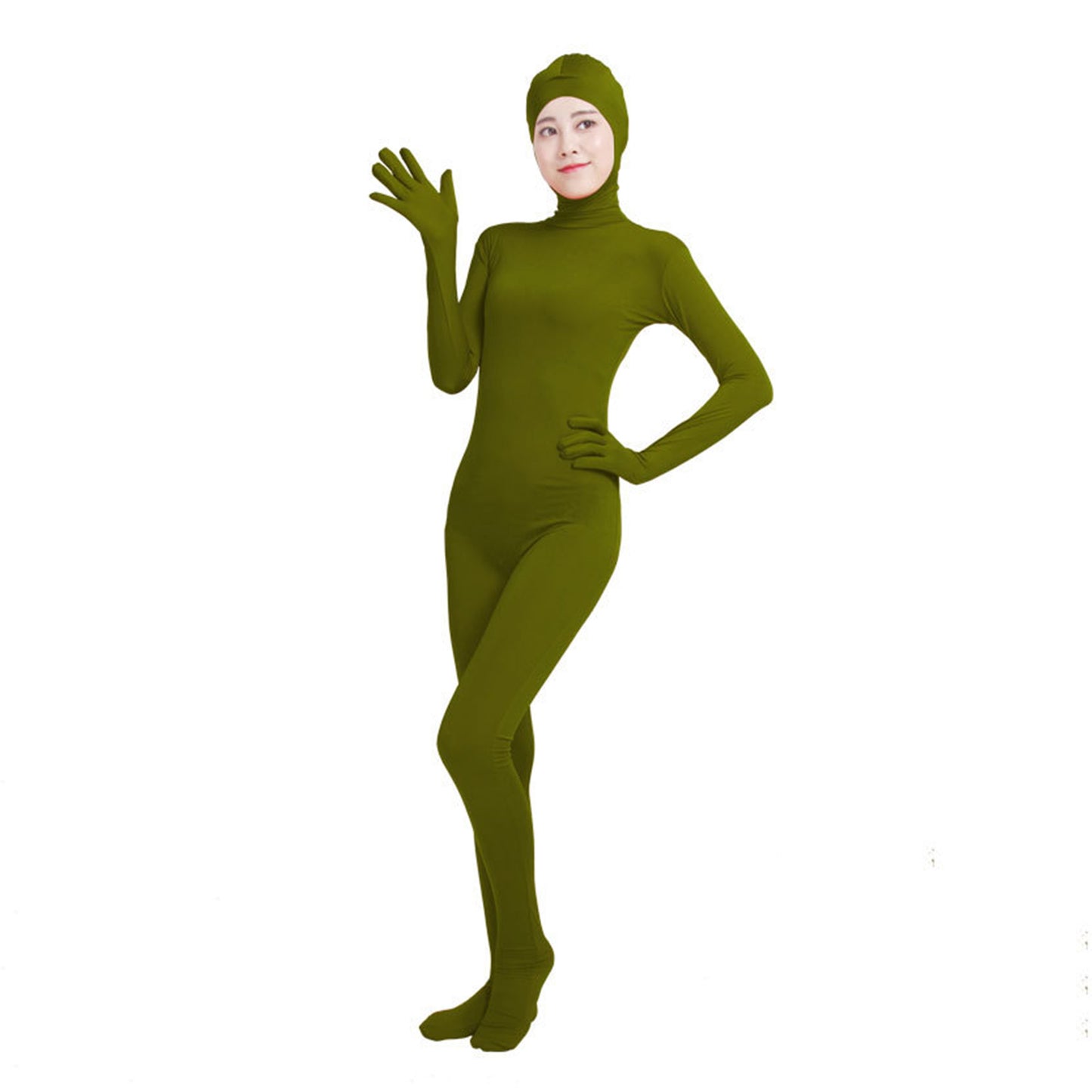 Solid Color Open Face Hood Lycra Gloved Zentai Bodysuit (Pack of 2) - Quaworth