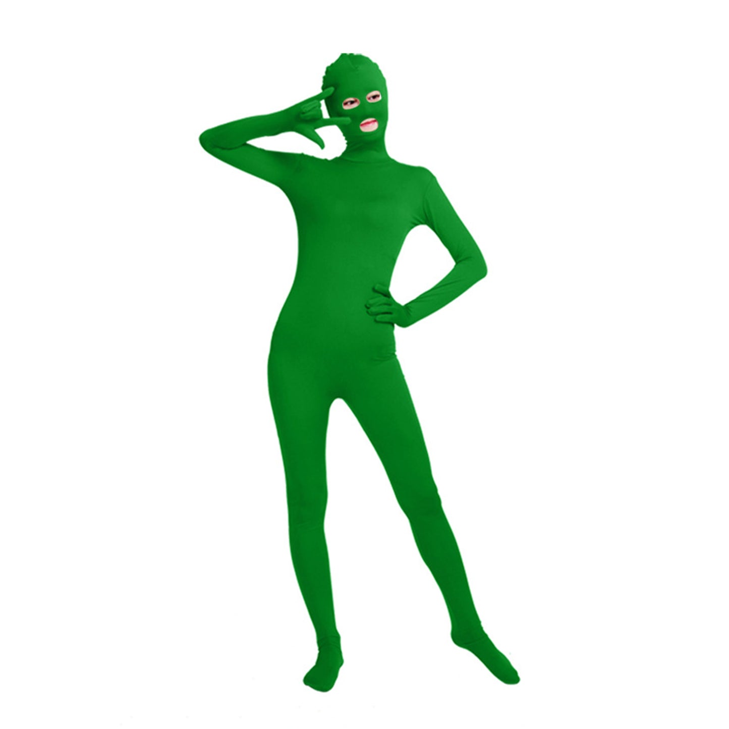 Solid Color Full Cover Open Eyes Open Mouth Lycra Zentai Bodysuit (Pack of 2) - Quaworth