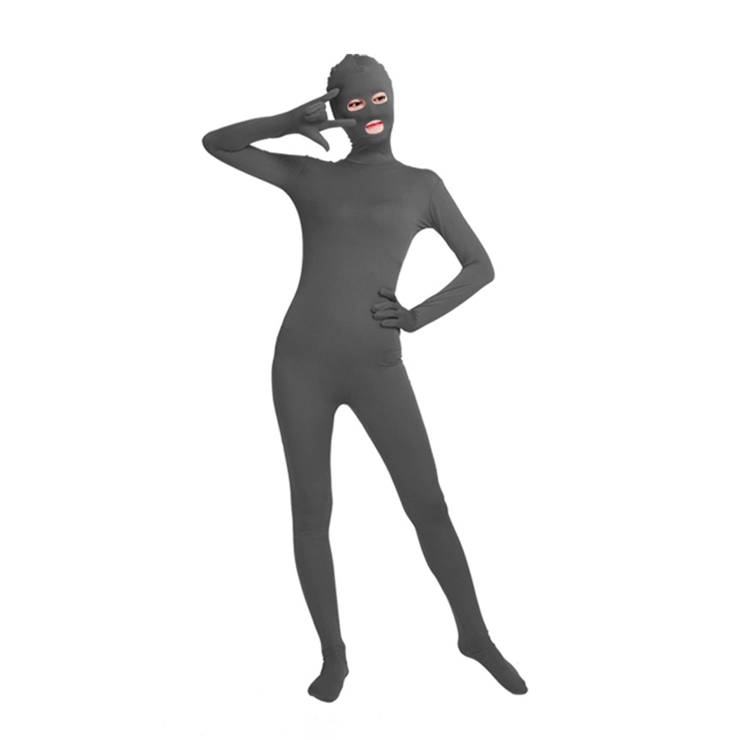 Solid Color Full Cover Open Eyes Open Mouth Lycra Zentai Bodysuit (Pack of 2) - Quaworth