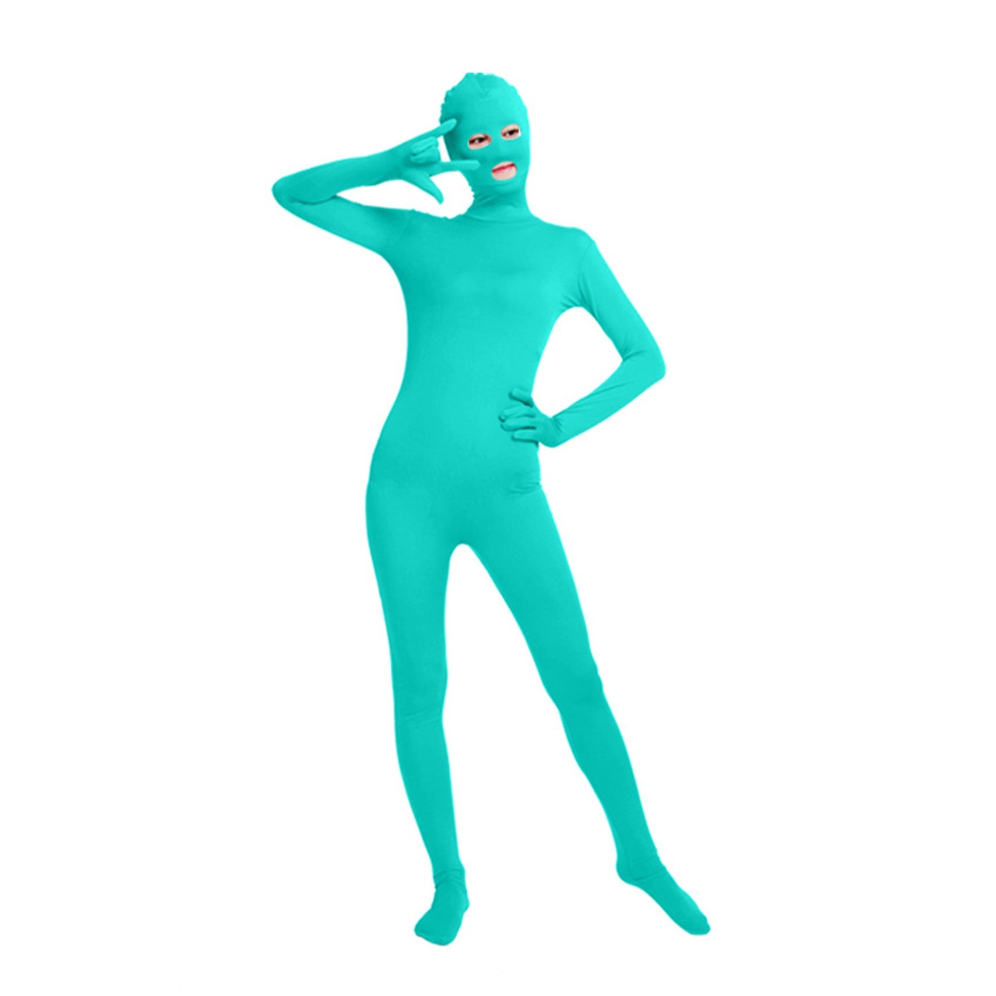 Solid Color Full Cover Open Eyes Open Mouth Lycra Zentai Bodysuit (Pack of 2) - Quaworth