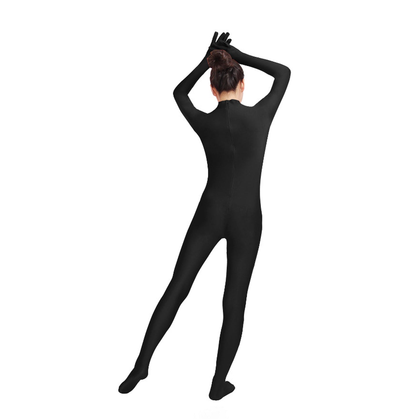 Solid Color Mock Neck Lycra Gloved Zentai Bodysuit (Pack of 2) - Quaworth