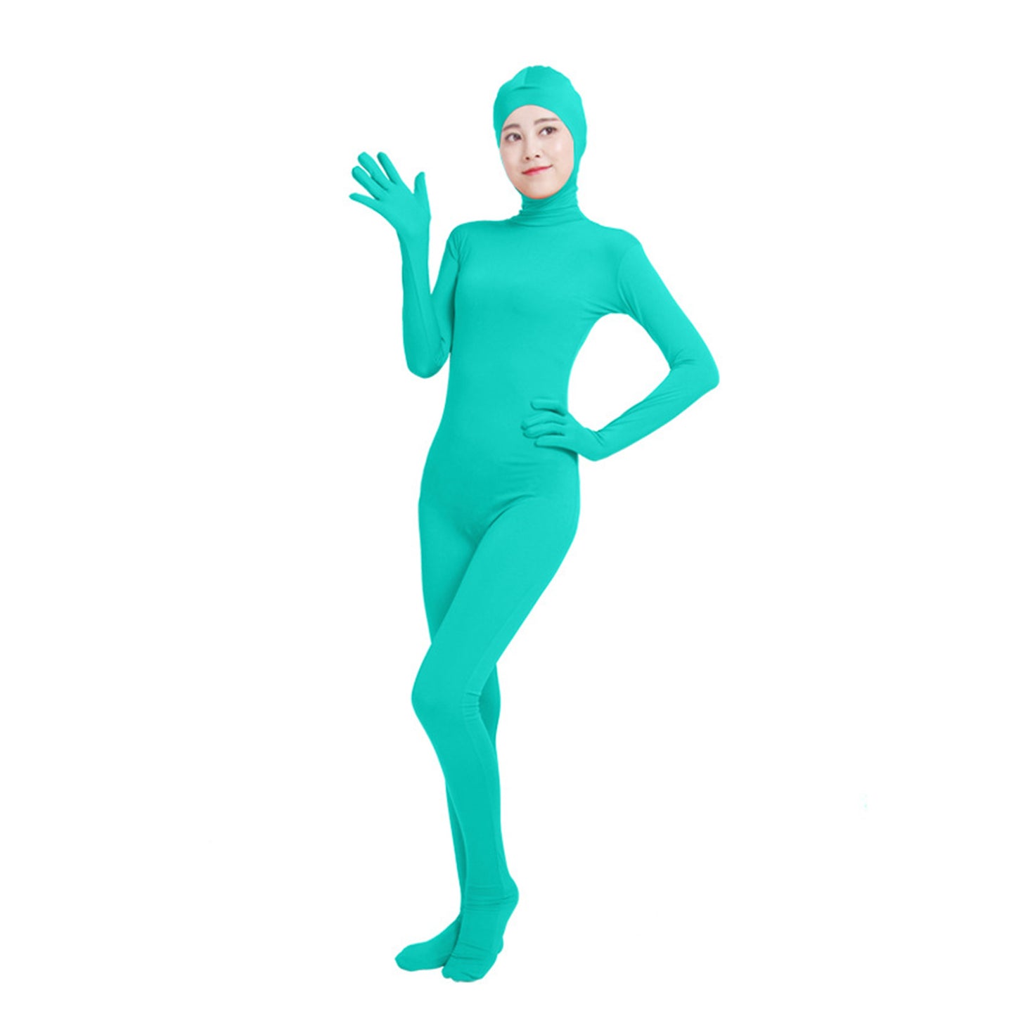 Solid Color Open Face Hood Lycra Gloved Zentai Bodysuit (Pack of 2) - Quaworth