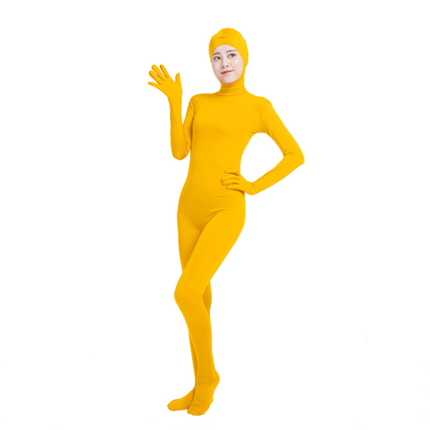 Solid Color Open Face Hood Lycra Gloved Zentai Bodysuit (Pack of 2) - Quaworth