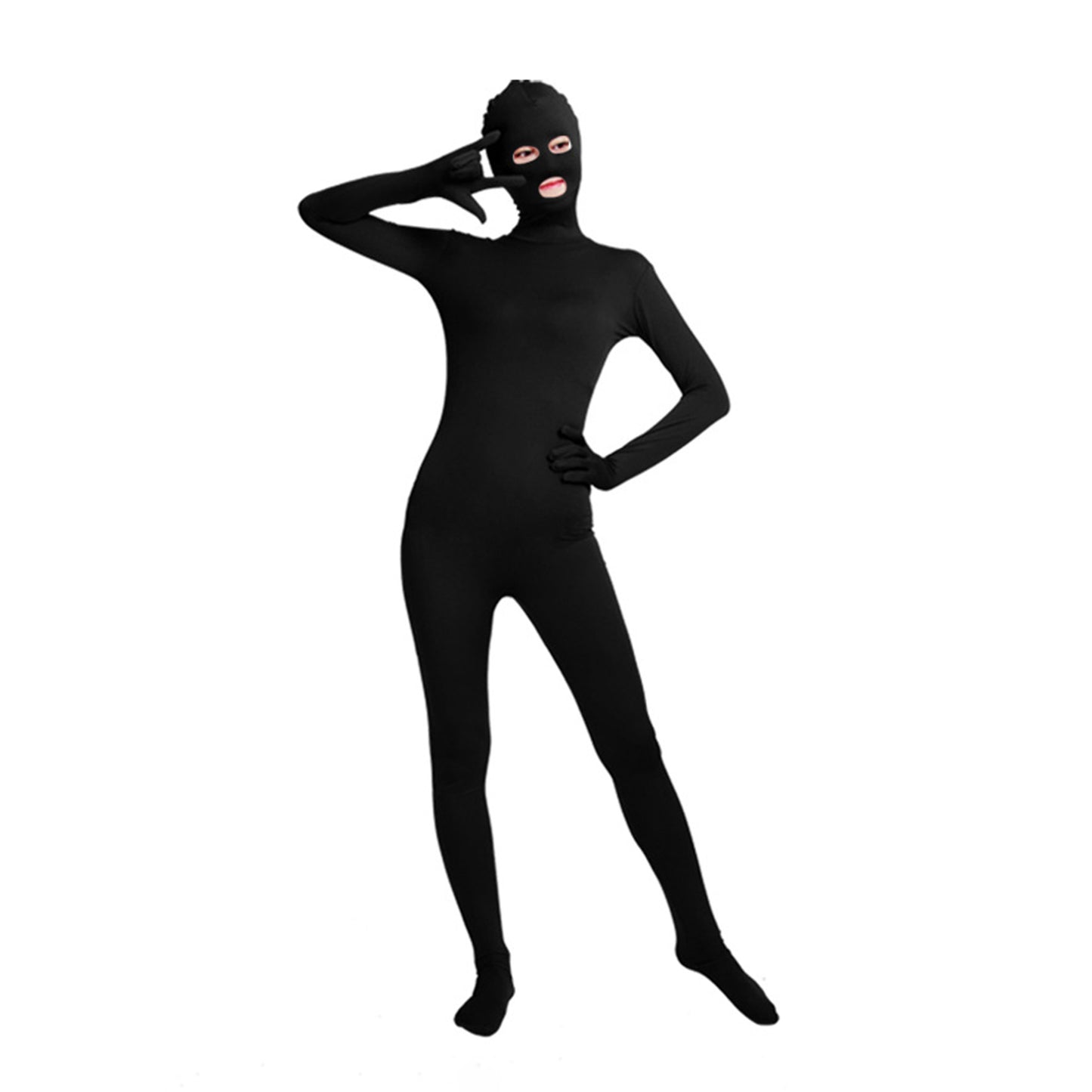 Solid Color Full Cover Open Eyes Open Mouth Lycra Zentai Bodysuit (Pack of 2) - Quaworth