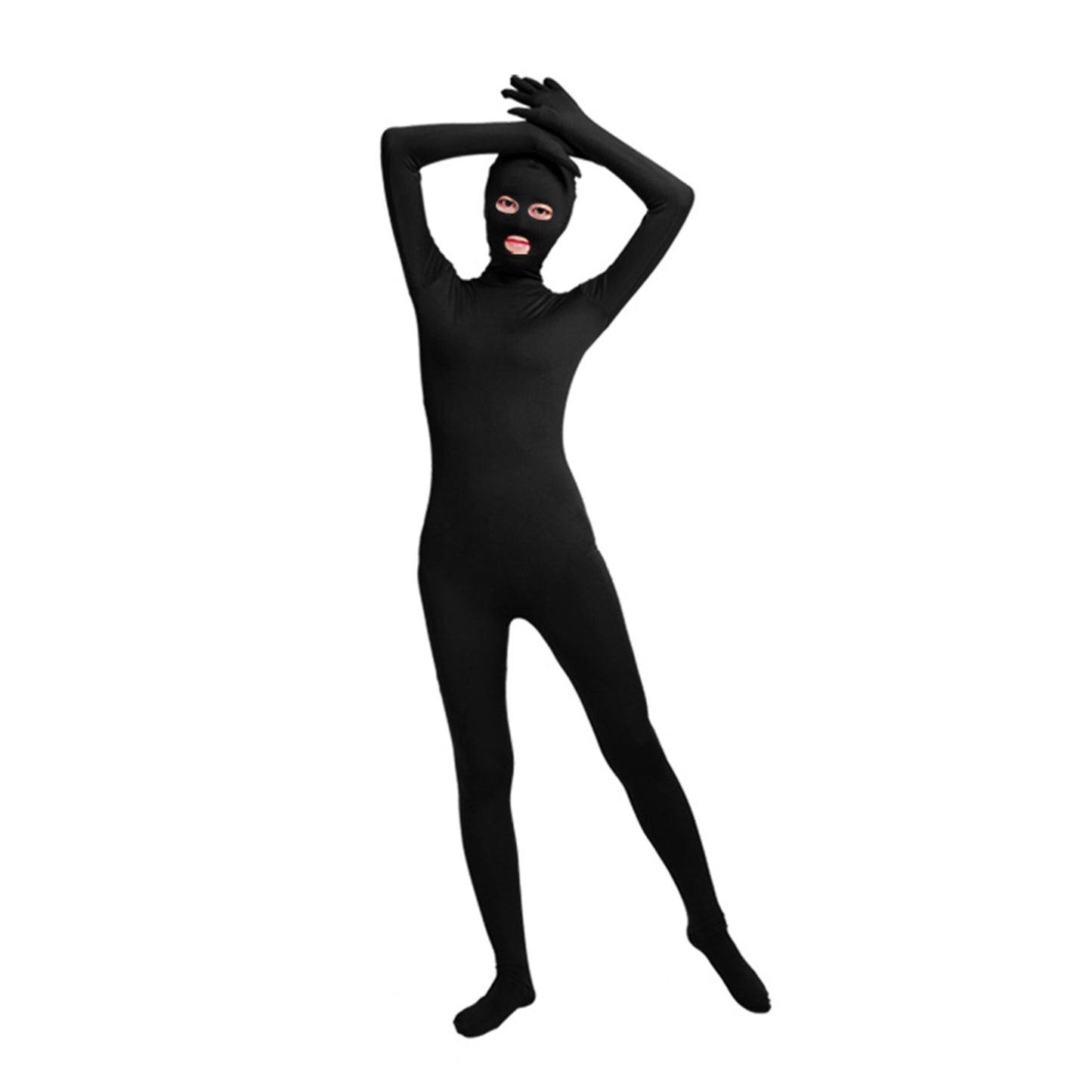 Solid Color Full Cover Open Eyes Open Mouth Lycra Zentai Bodysuit (Pack of 2) - Quaworth