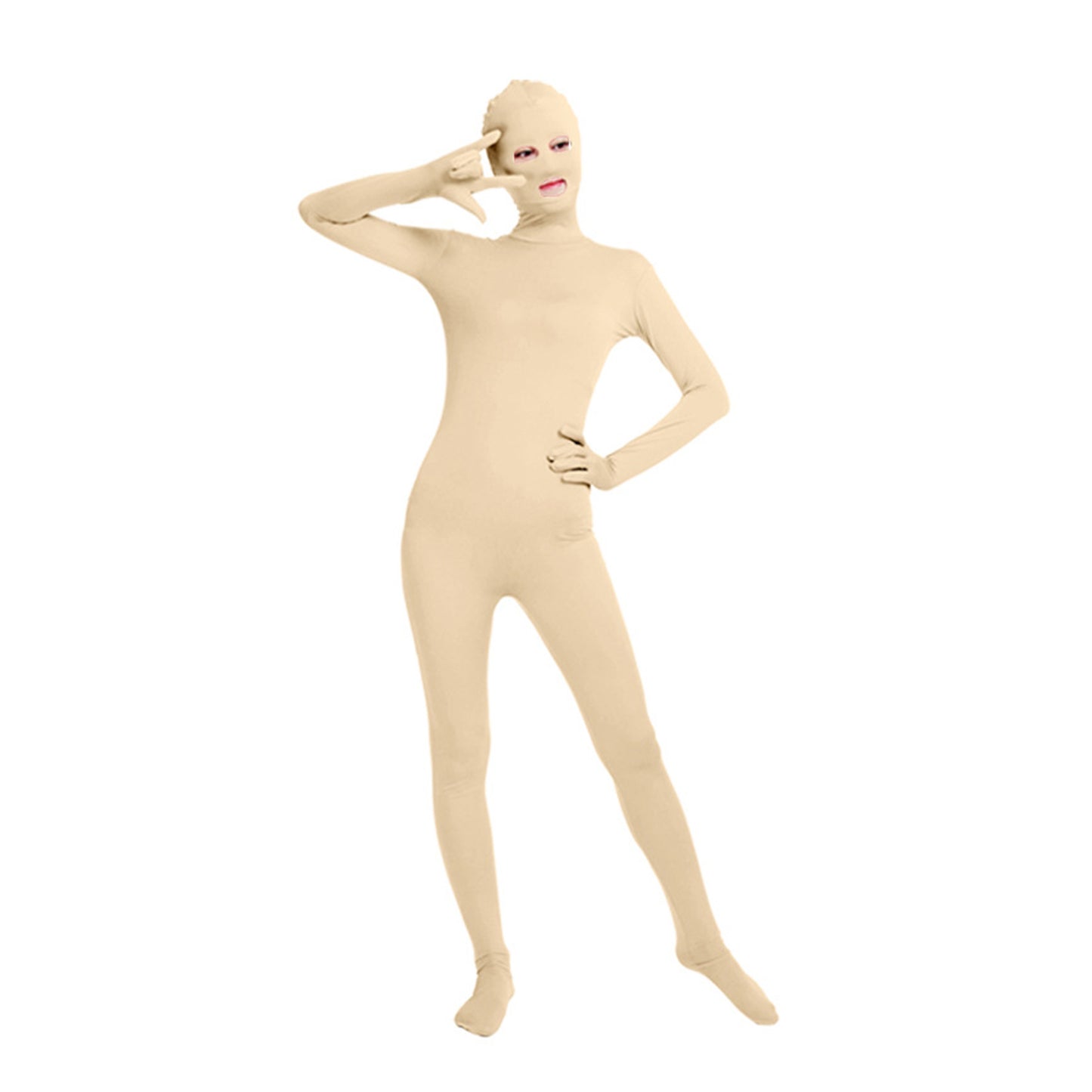 Solid Color Full Cover Open Eyes Open Mouth Lycra Zentai Bodysuit (Pack of 2) - Quaworth