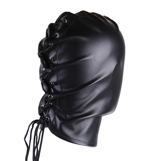 Lace Up Soft Vegan Leather Full Cover Hood Mask - Quaworth