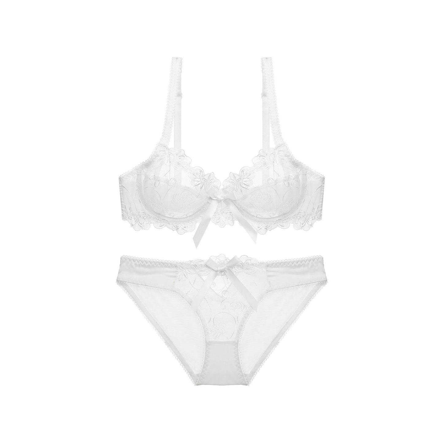 Lace See Through Floral Underwear Set - Quaworth