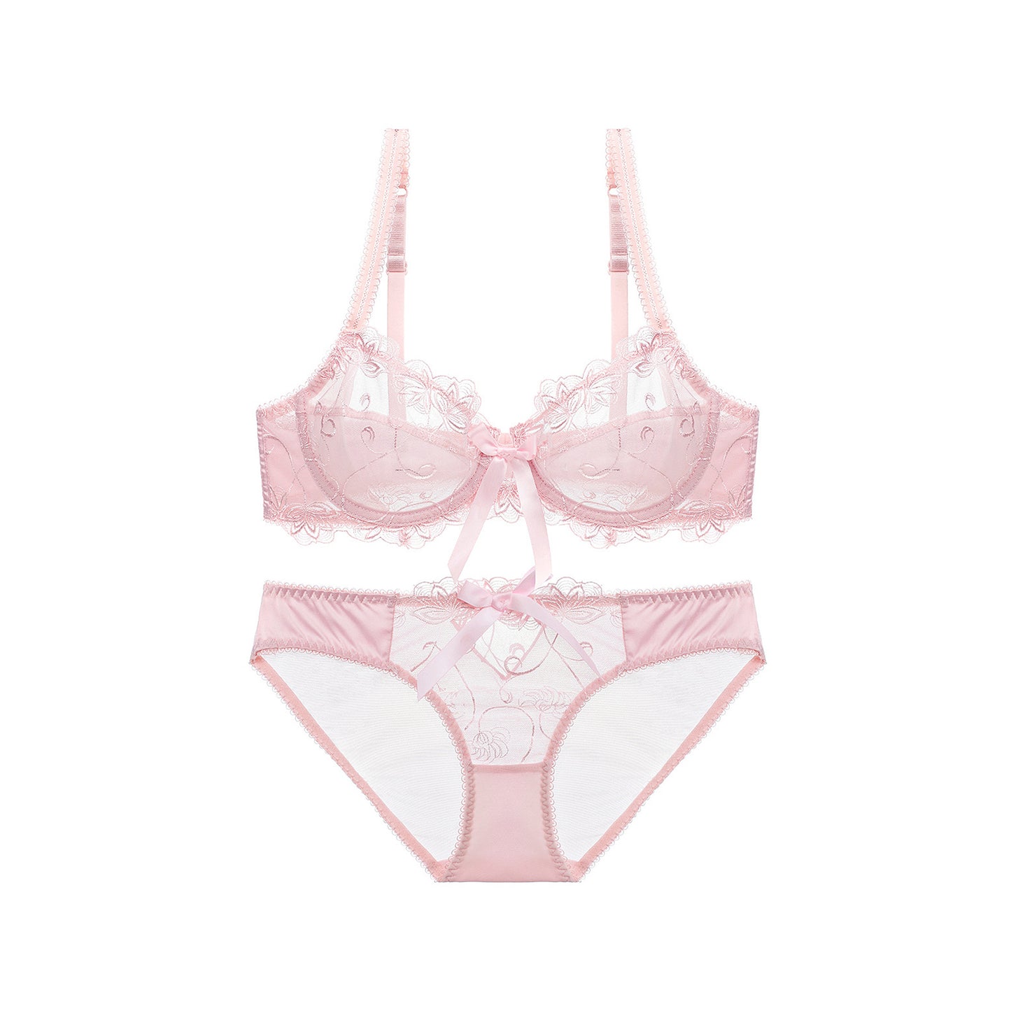 Lace See Through Floral Underwear Set - Quaworth