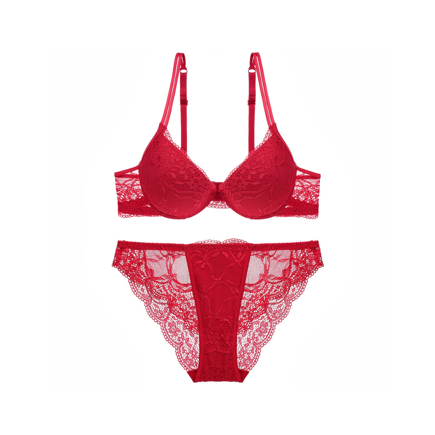 Lace Floral Push Up Underwear Set - Quaworth