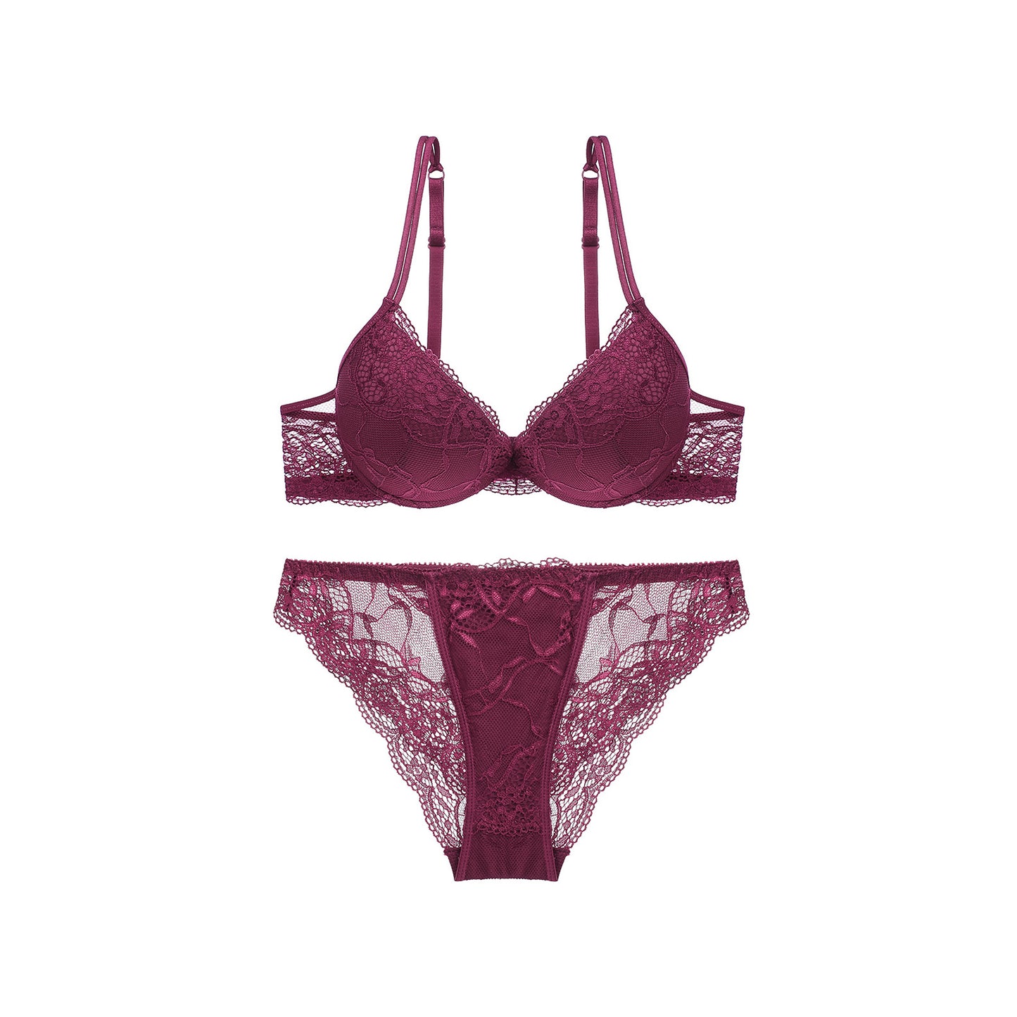 Lace Floral Push Up Underwear Set - Quaworth