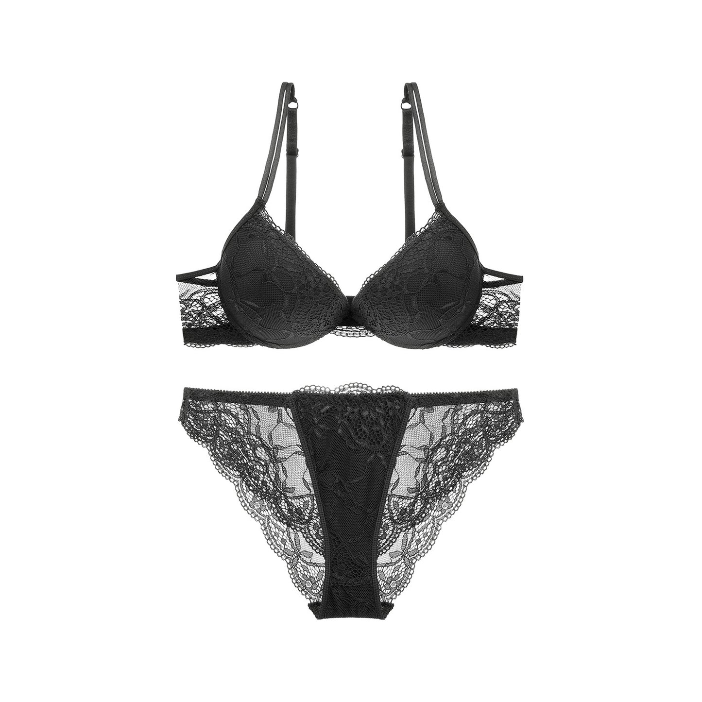 Lace Floral Push Up Underwear Set - Quaworth