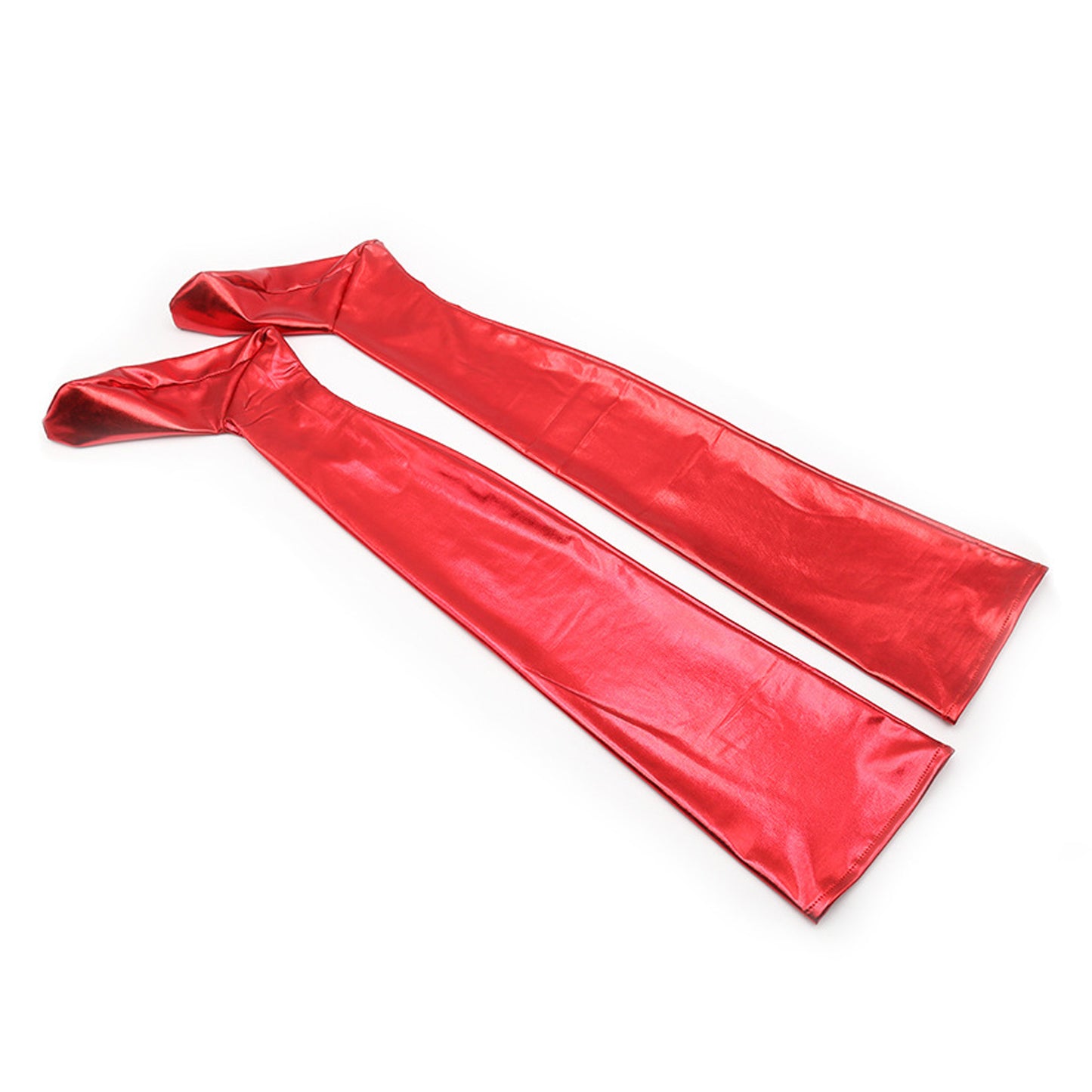 Solid Color Glossy Wet Look Thigh High Stockings - Quaworth