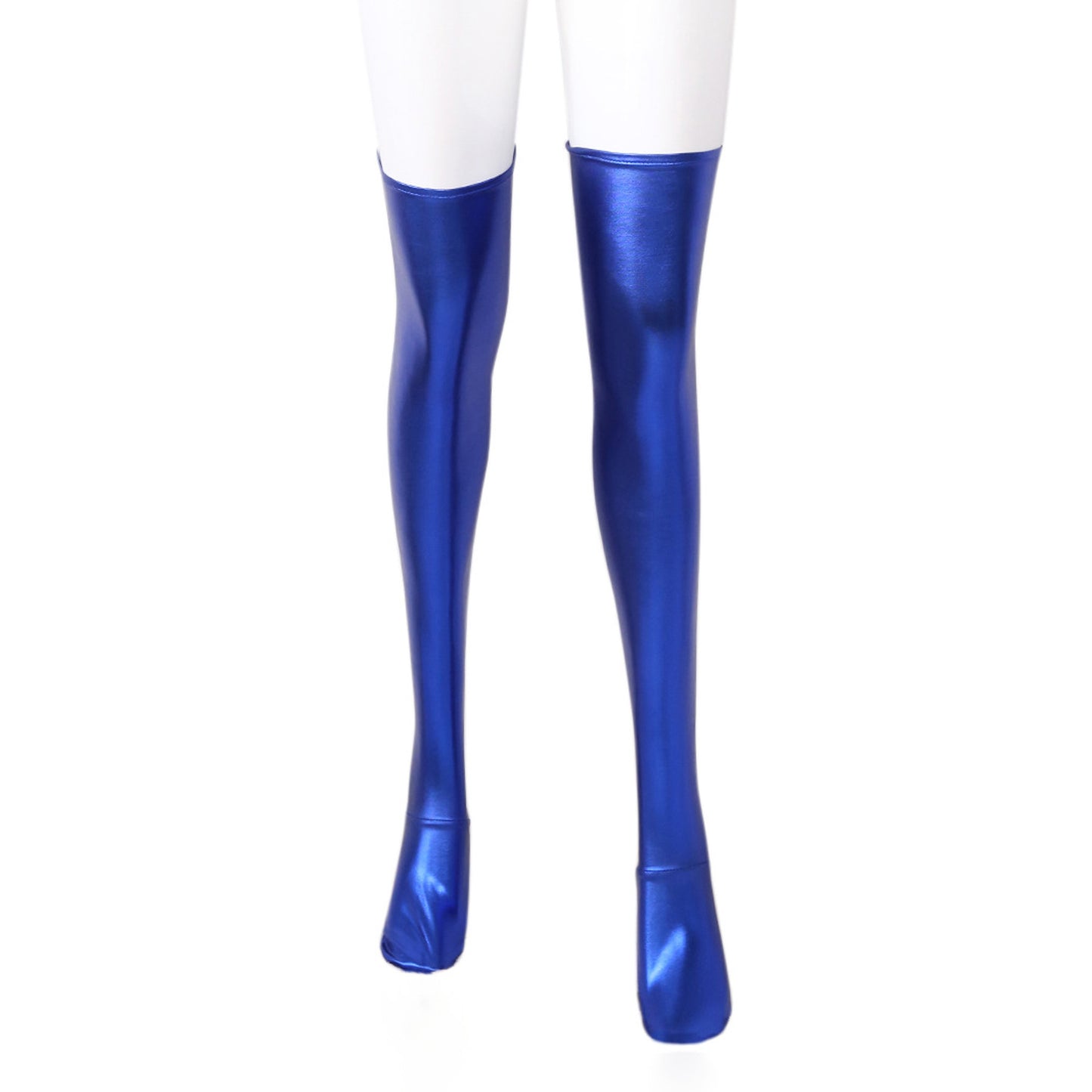 Solid Color Glossy Wet Look Thigh High Stockings - Quaworth