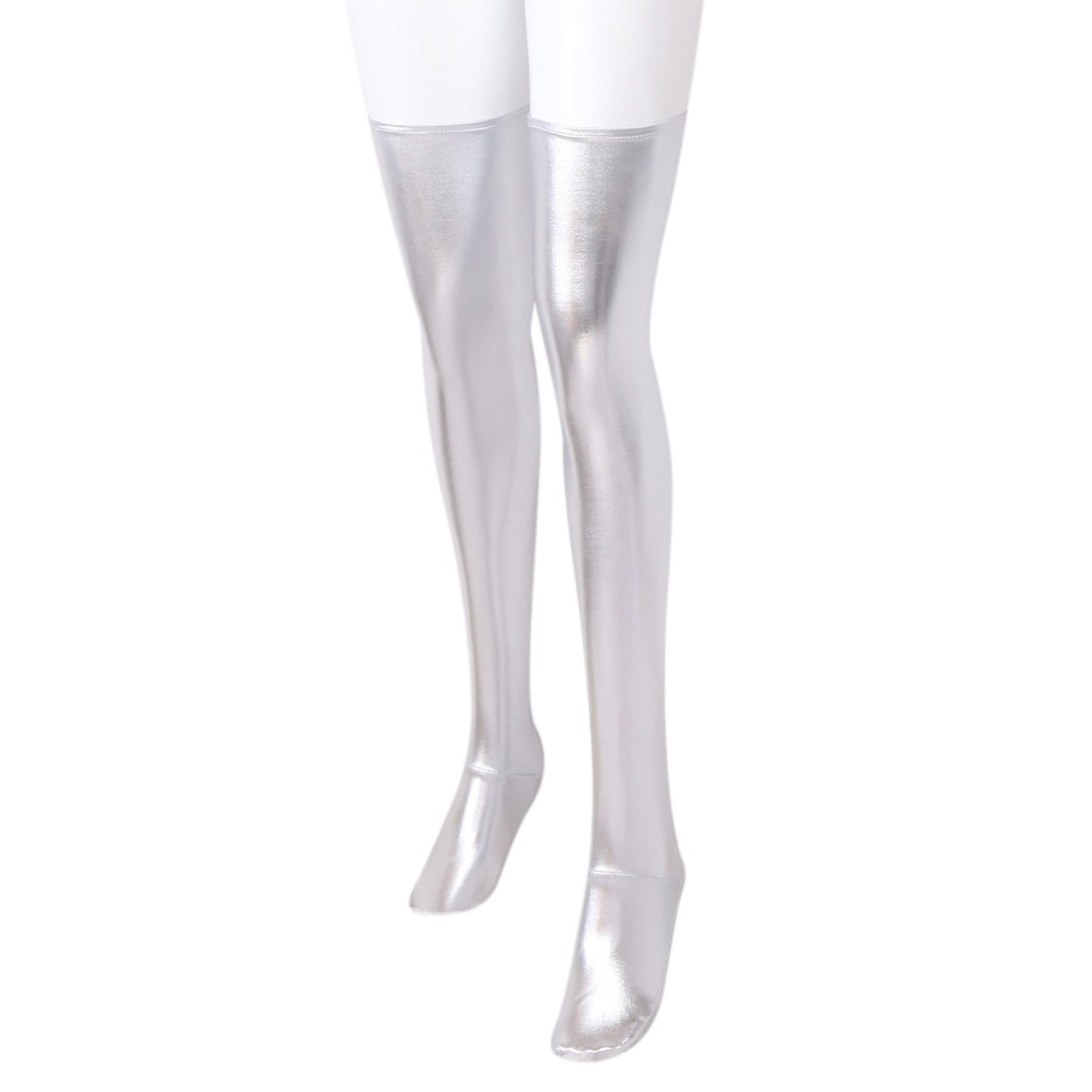 Solid Color Glossy Wet Look Thigh High Stockings - Quaworth