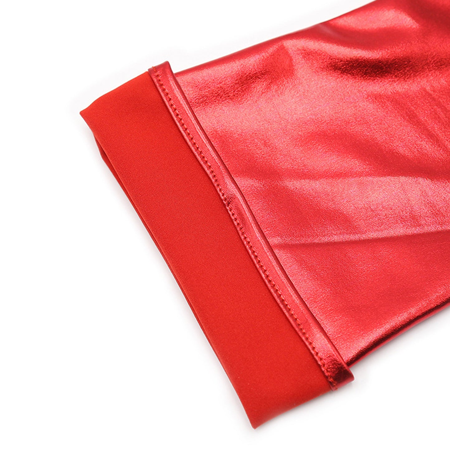 Solid Color Glossy Wet Look Thigh High Stockings - Quaworth