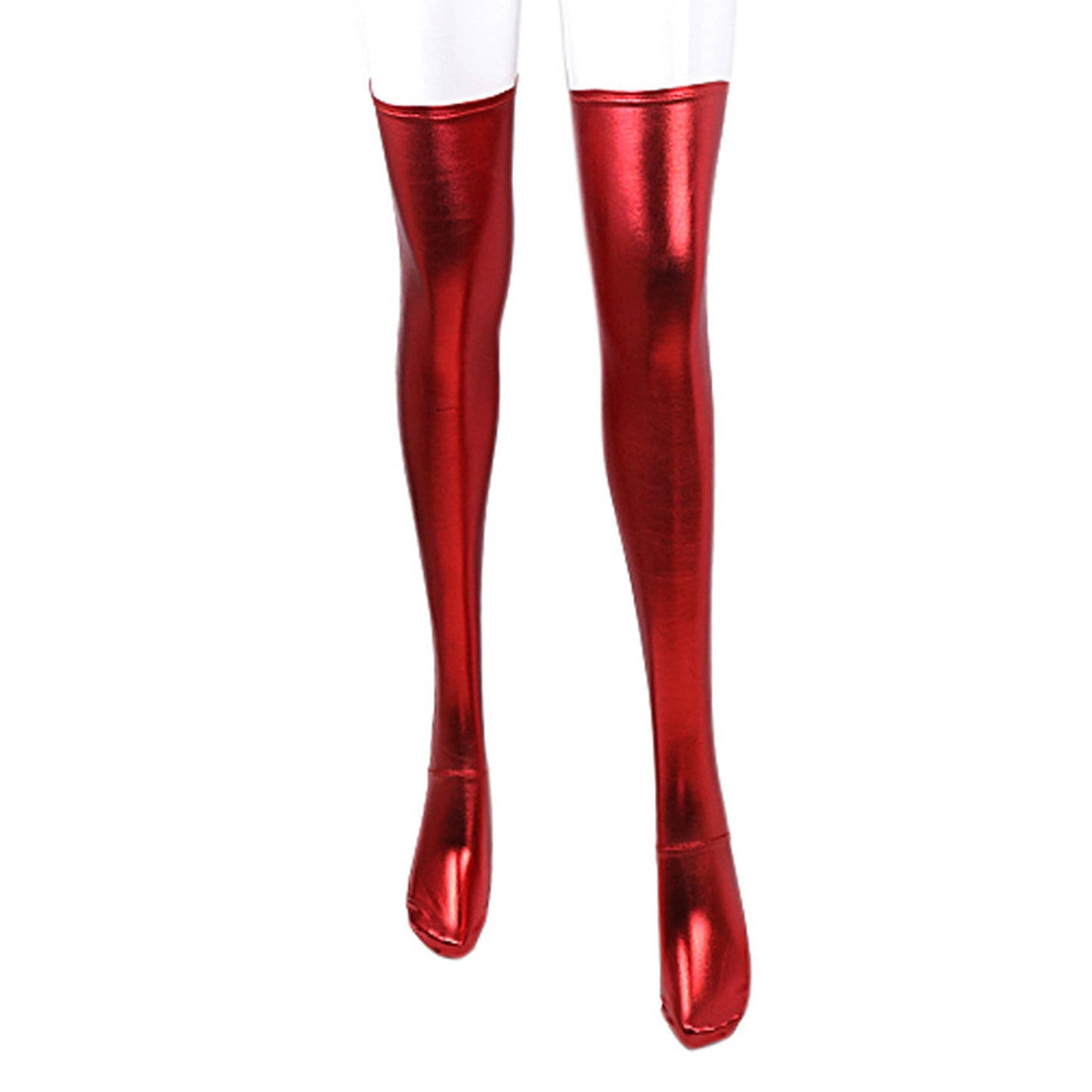 Solid Color Glossy Wet Look Thigh High Stockings - Quaworth