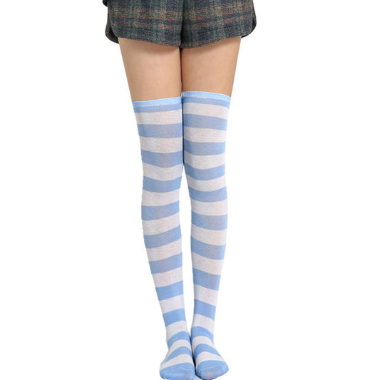 Wide Striped Thigh High Socks - Quaworth