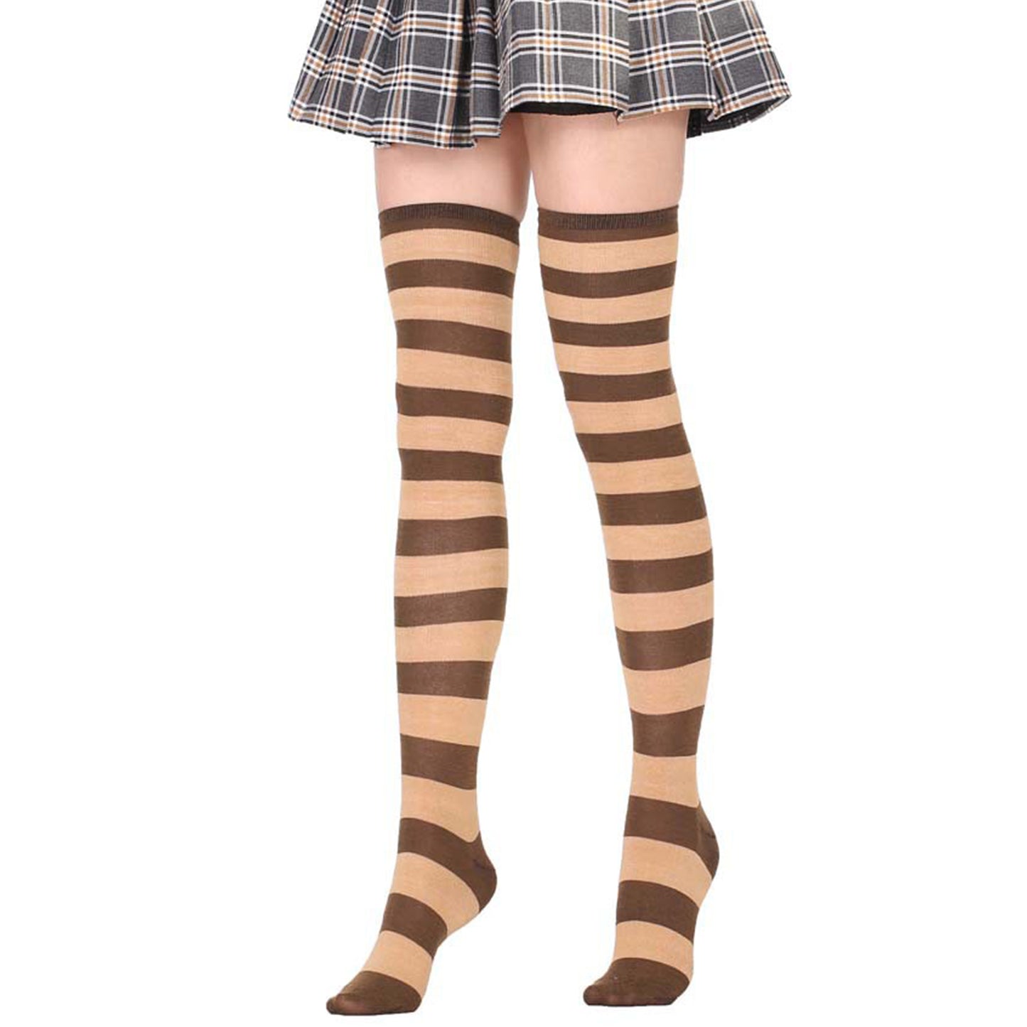 Wide Striped Thigh High Socks - Quaworth