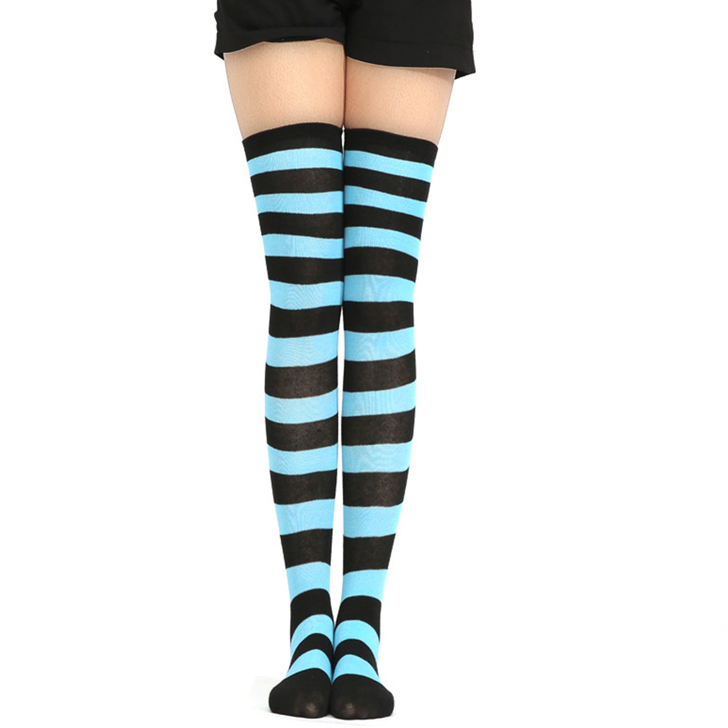 Wide Striped Thigh High Socks - Quaworth