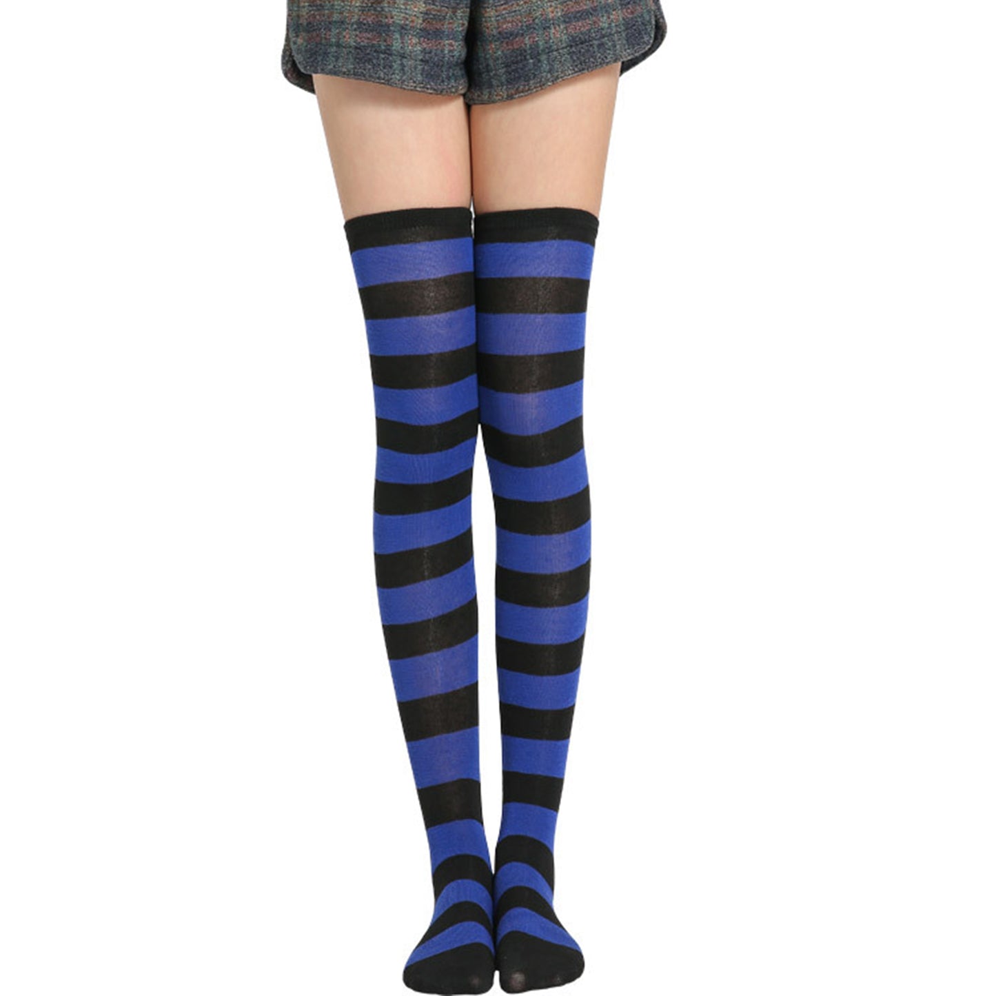 Wide Striped Thigh High Socks - Quaworth