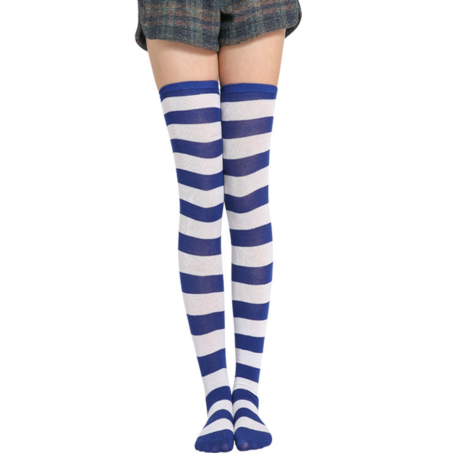 Wide Striped Thigh High Socks - Quaworth
