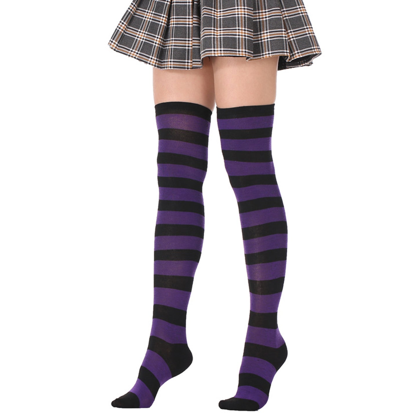 Wide Striped Thigh High Socks - Quaworth