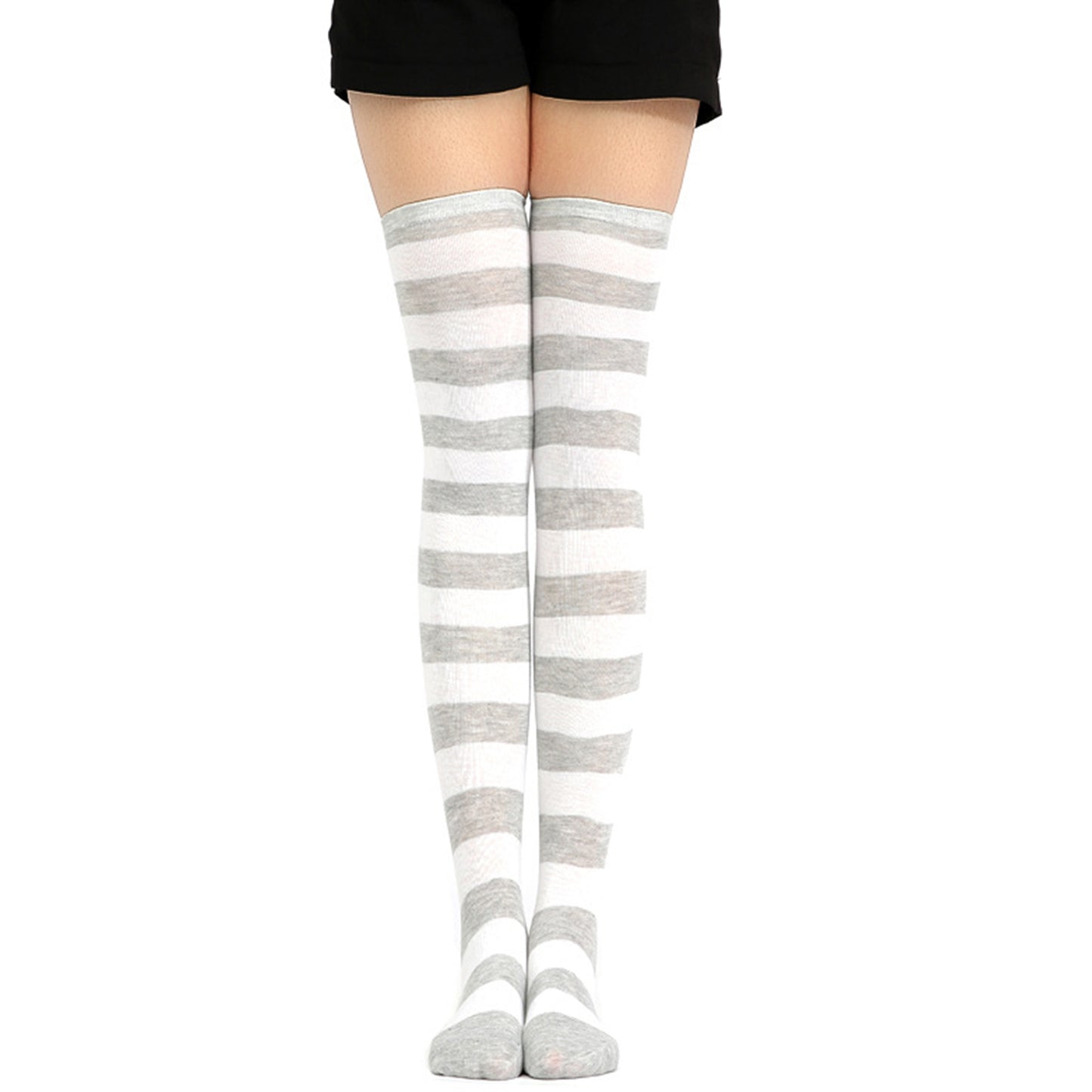 Wide Striped Thigh High Socks - Quaworth