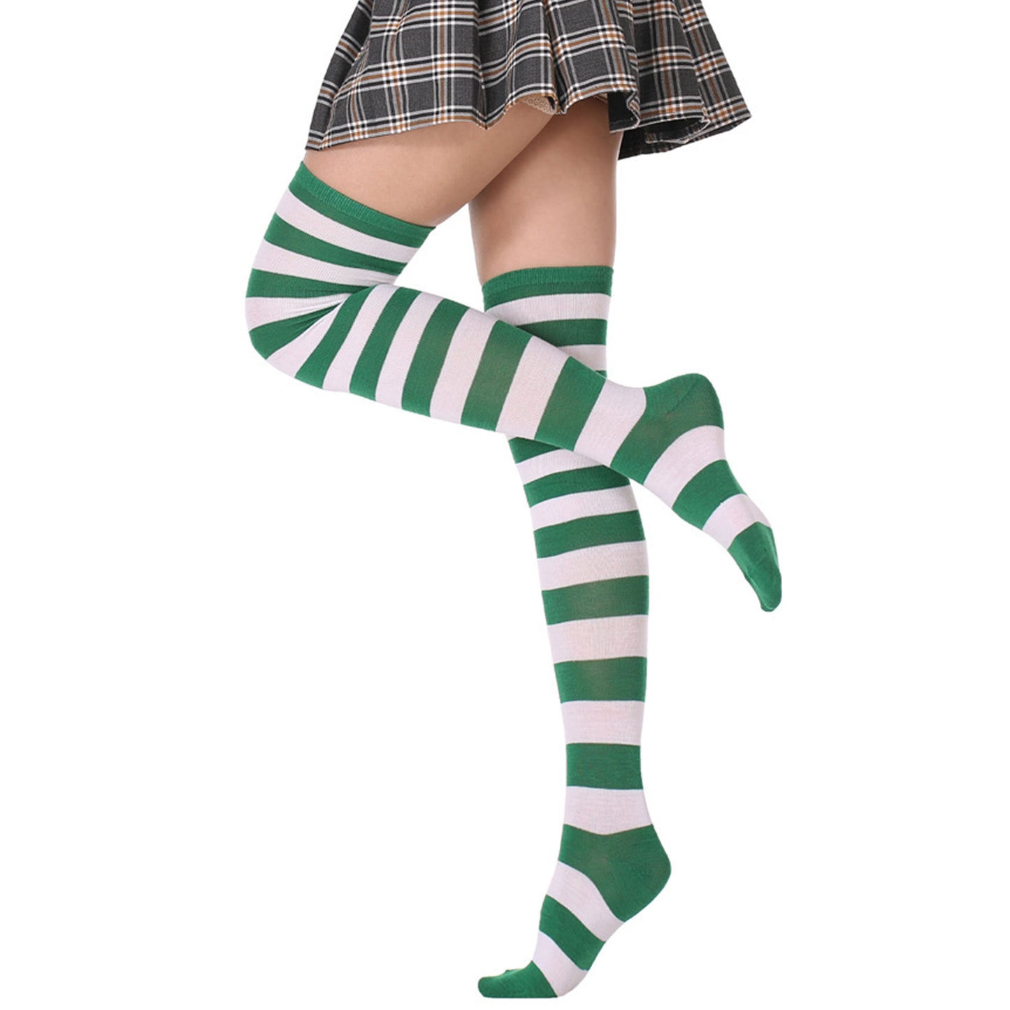 Wide Striped Thigh High Socks - Quaworth