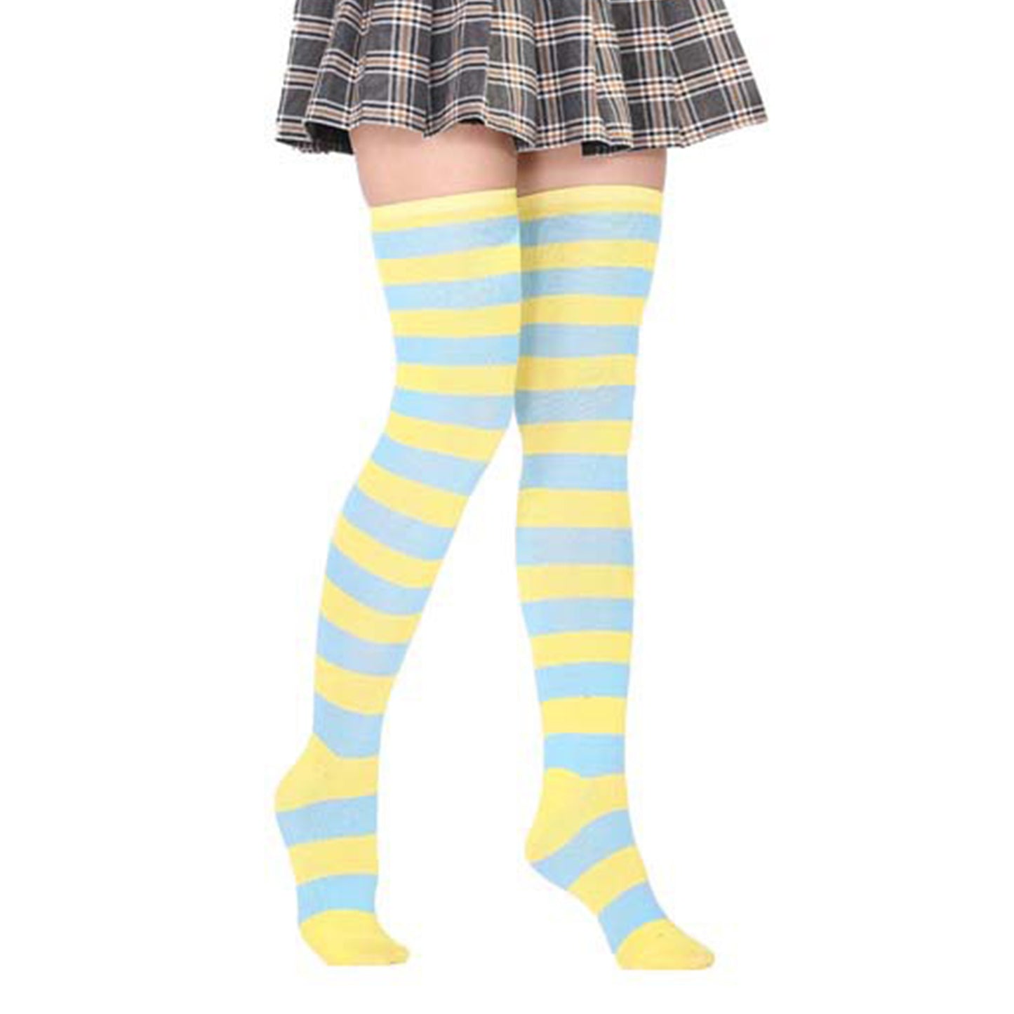 Wide Striped Thigh High Socks - Quaworth