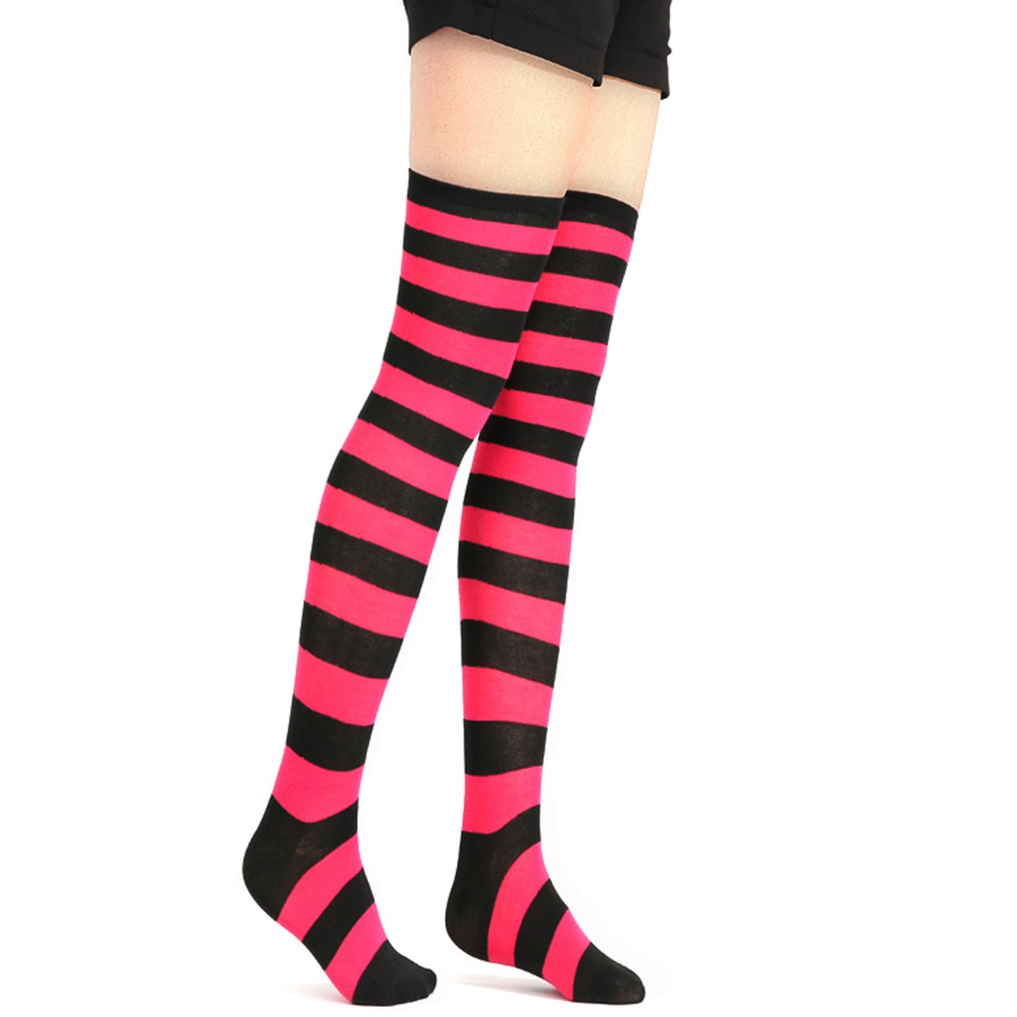 Wide Striped Thigh High Socks - Quaworth