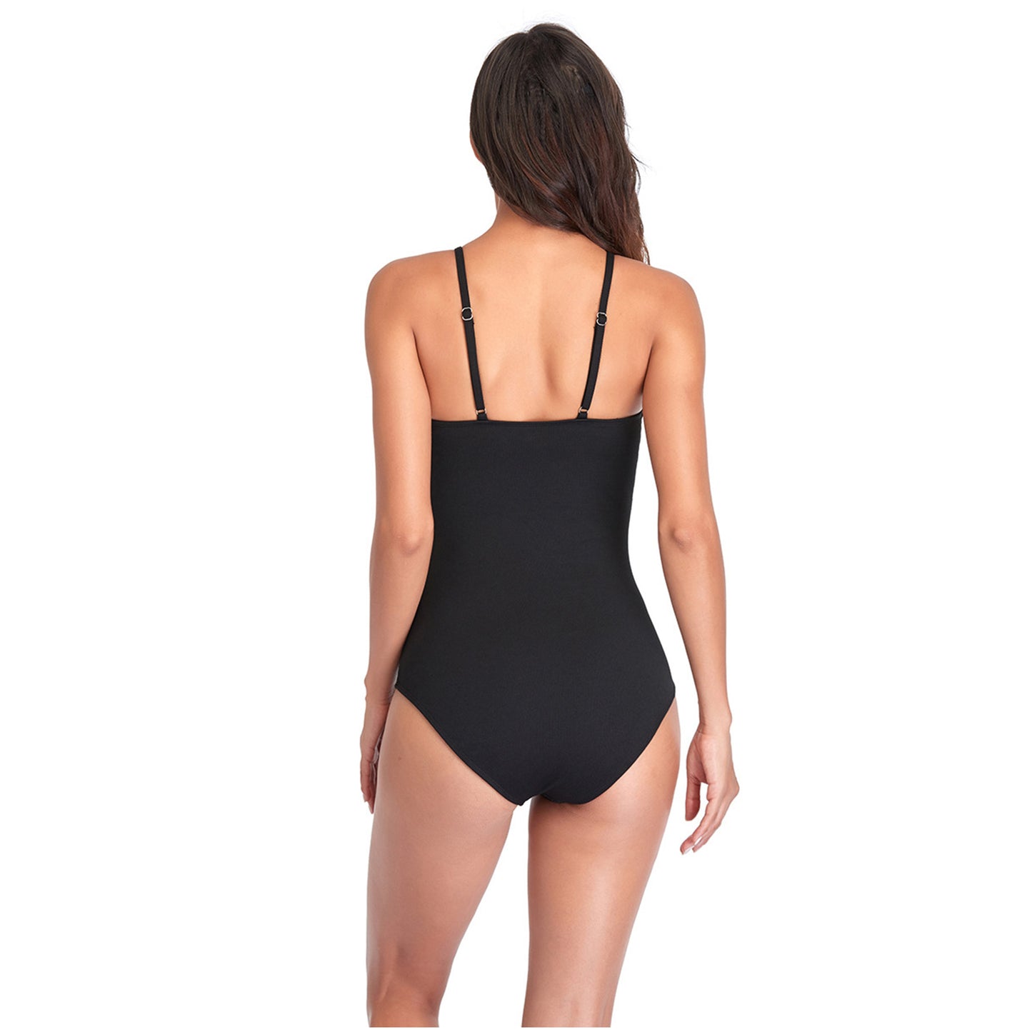 Solid Color Bow Narrow Shoulder Band One Piece Swimsuit - Quaworth