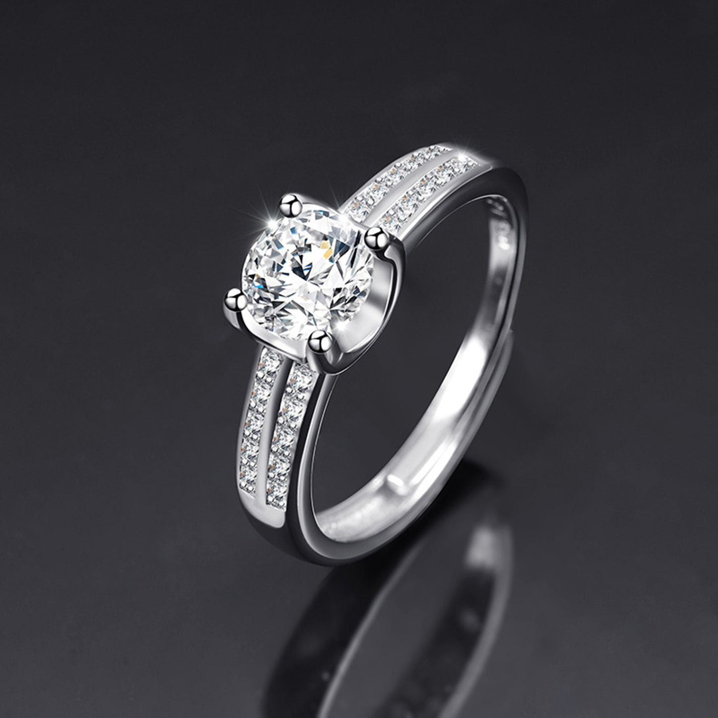 Moissanite Adjustable Open Band Ring - Quaworth
