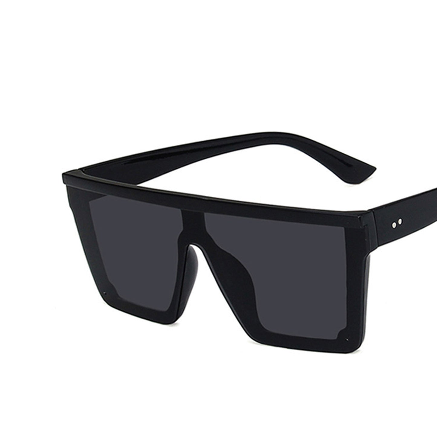 Large Square Flat Top Frame One Piece Shield Lens Sunglasses - Quaworth