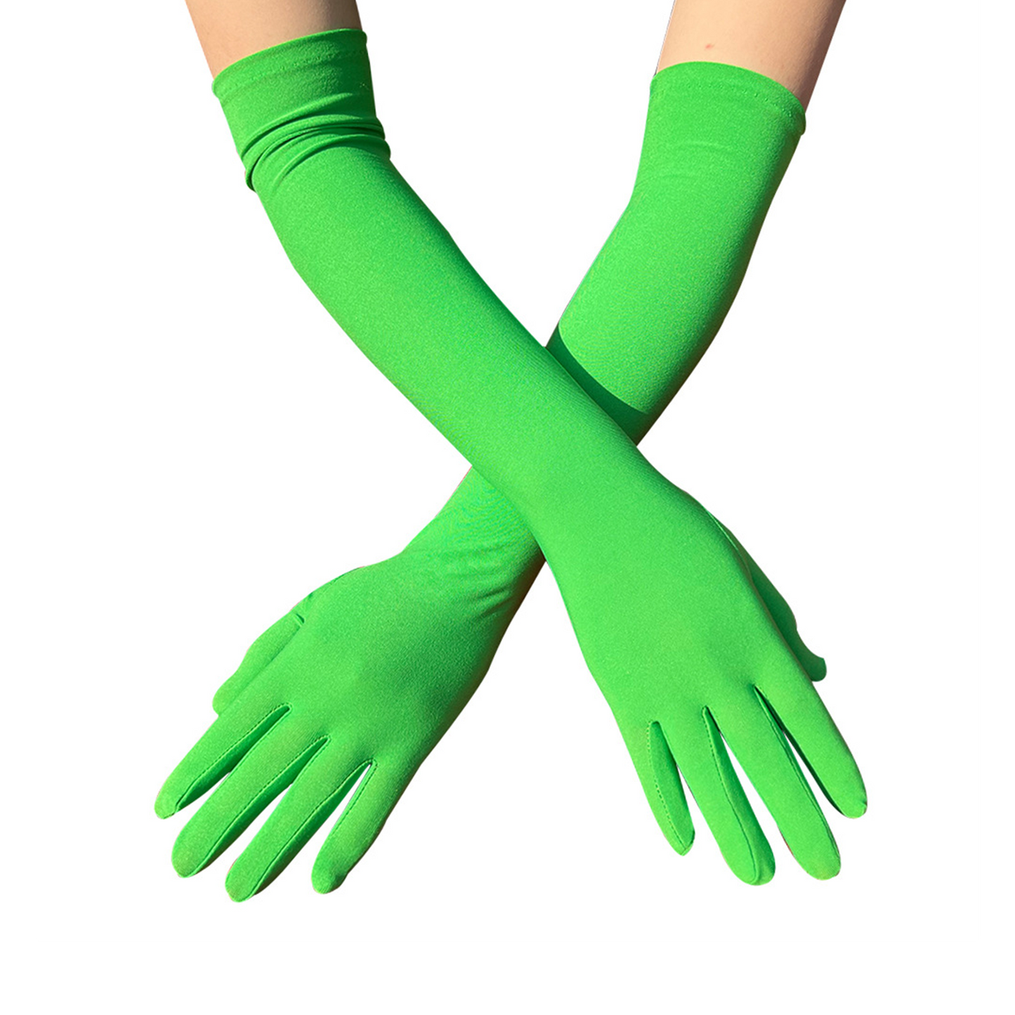 Milk Silk Solid Color Over Elbow Gloves - Quaworth