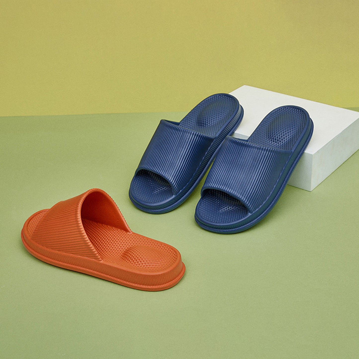 Solid Color Single Band Soft Slip Resistant Slide Sandals - Quaworth