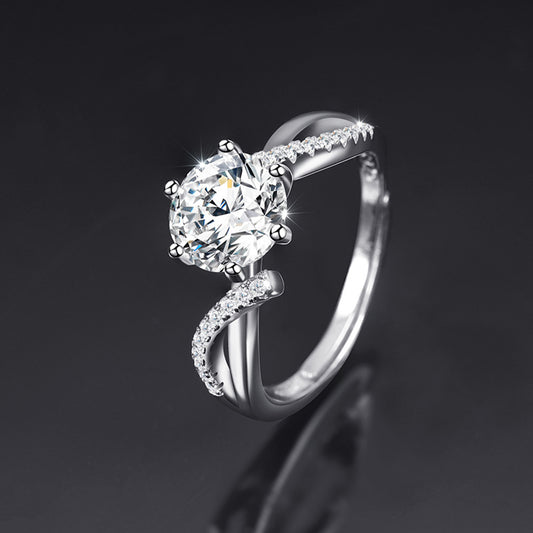 Moissanite Adjustable Open Band Ring - Quaworth