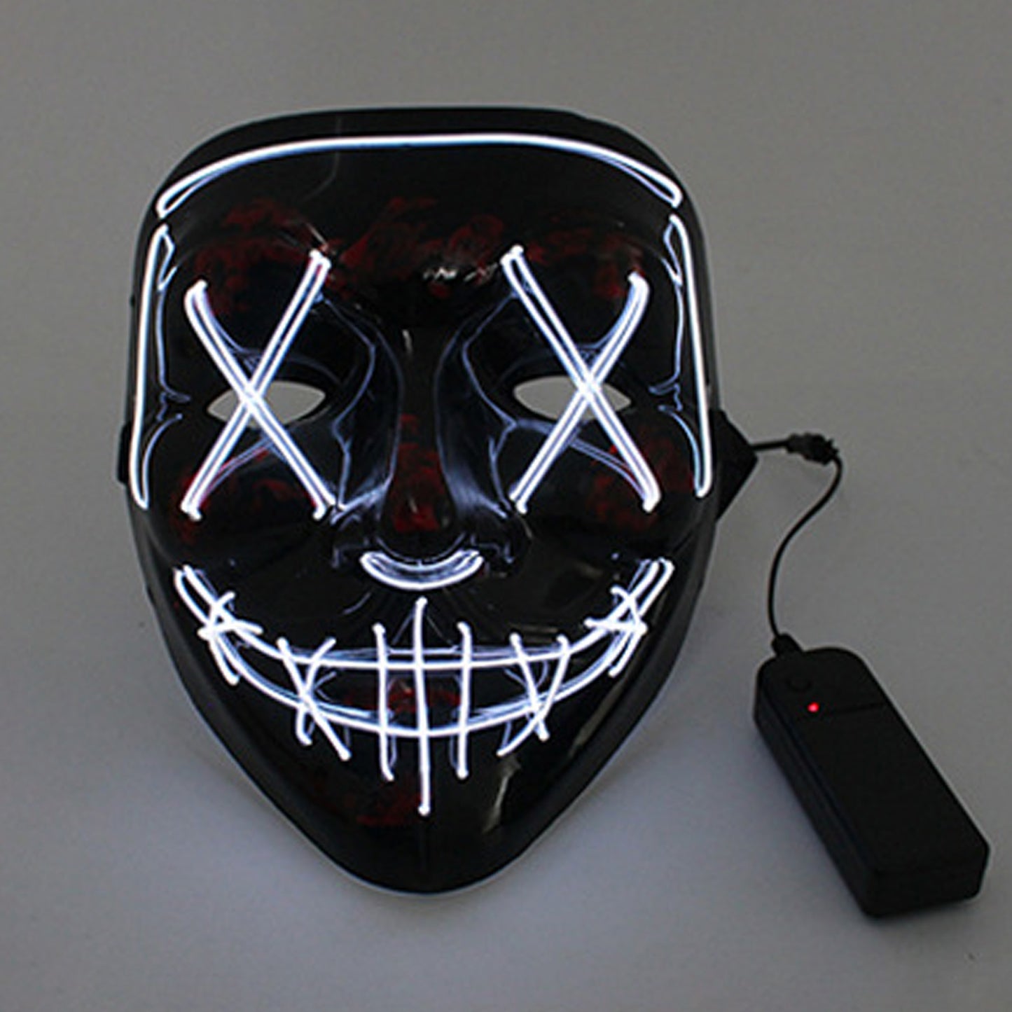 LED Glowing Four Mode Black Plastic Red Paint Vendetta Halloween Mask - Quaworth