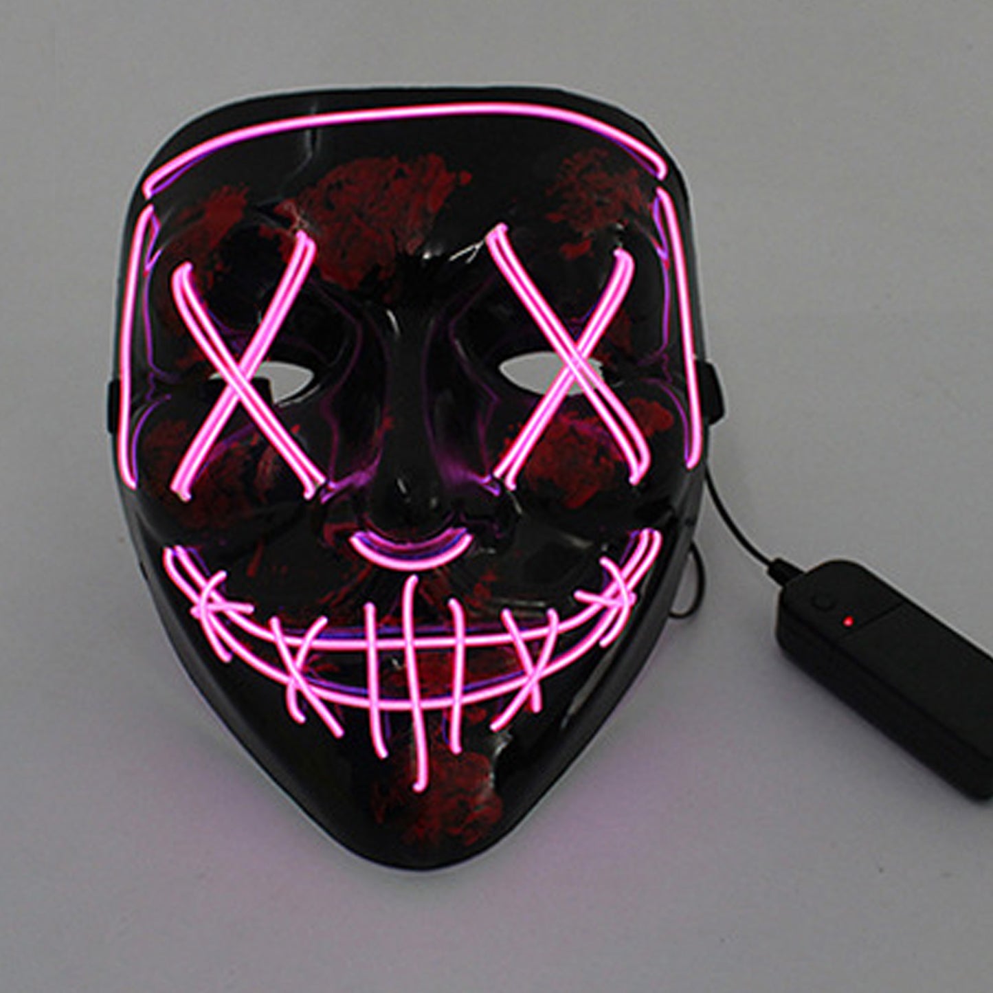 LED Glowing Four Mode Black Plastic Red Paint Vendetta Halloween Mask - Quaworth