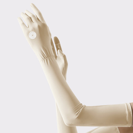 Solid Color Sunscreen Silicon Nonslip Touchscreen Ice Silk Skincare Opera Gloves - Quaworth