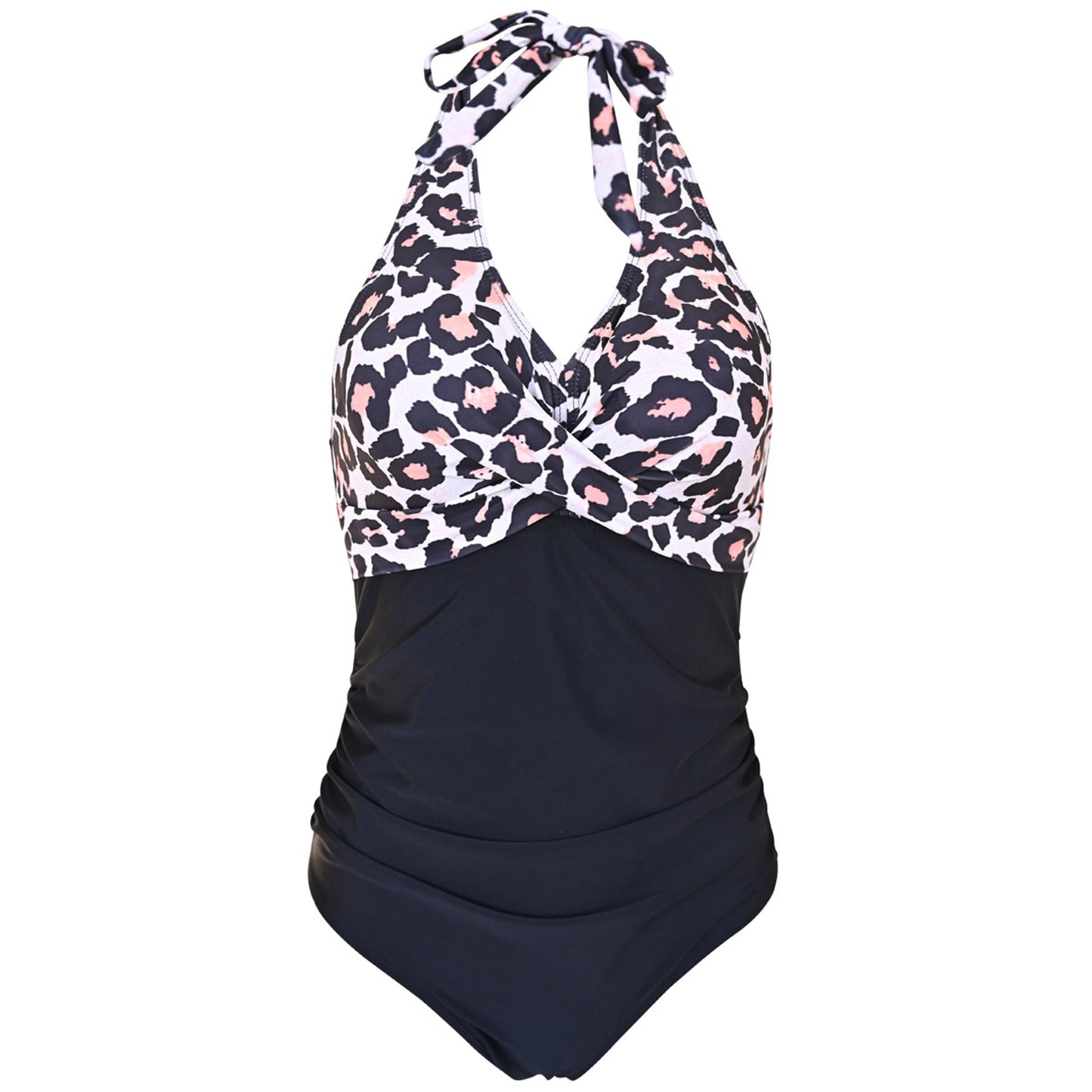 Floral Print V Neck Cross Chest Backless One Piece Swimsuit - Quaworth
